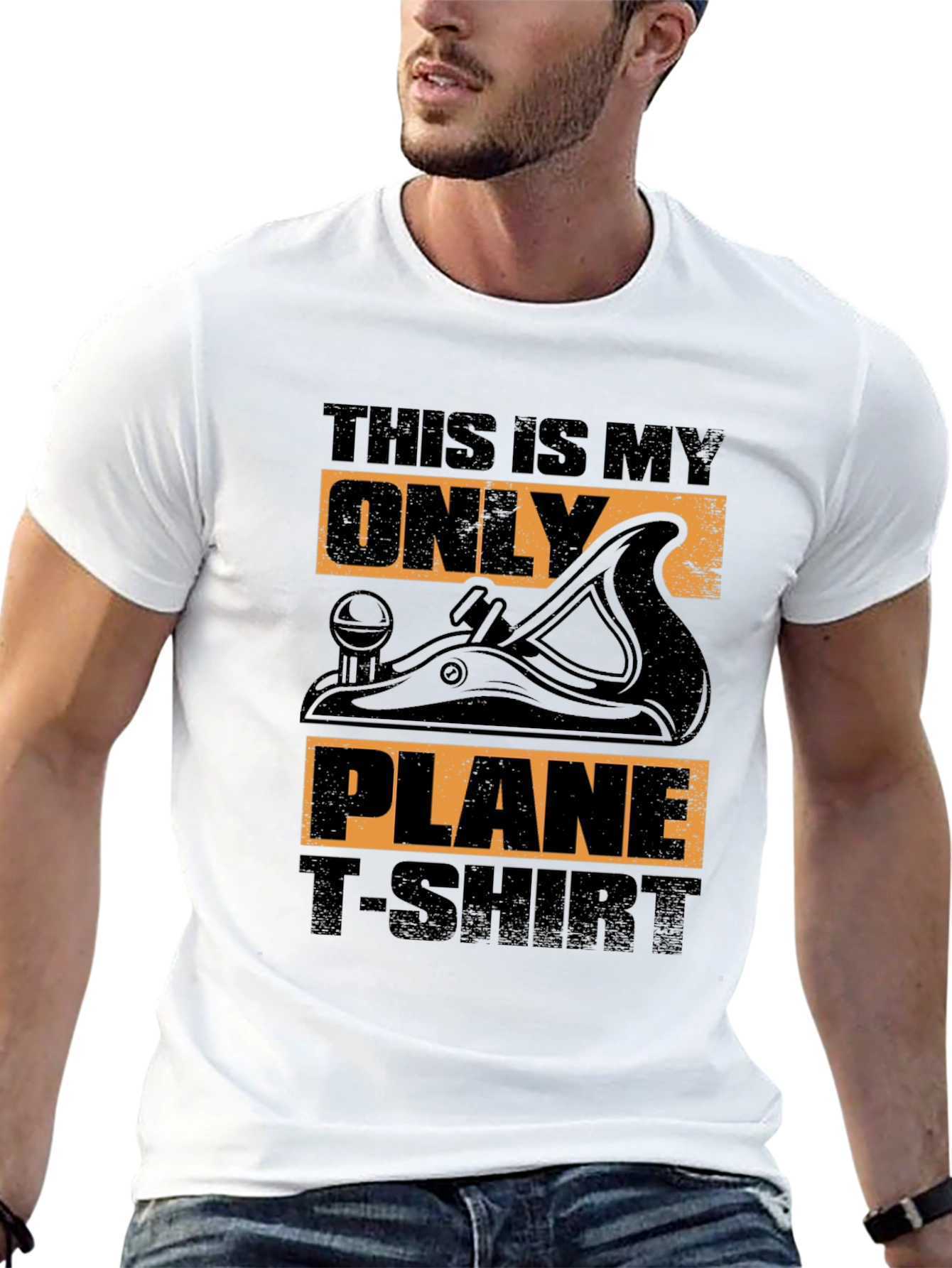Black Funny Woodworking Plane T-Shirt view 13