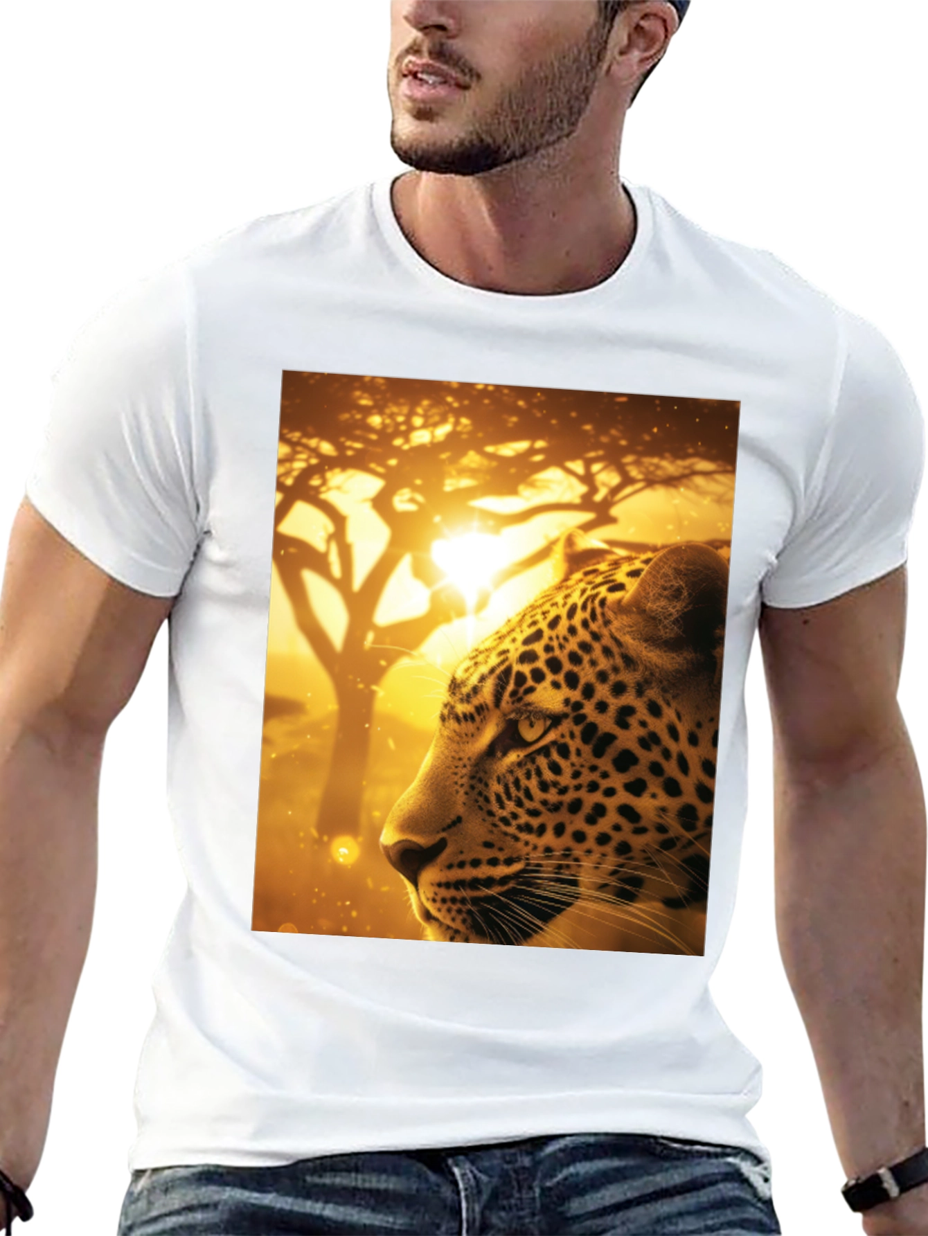 Black Leopard Graphic Print Black T-Shirt view 13