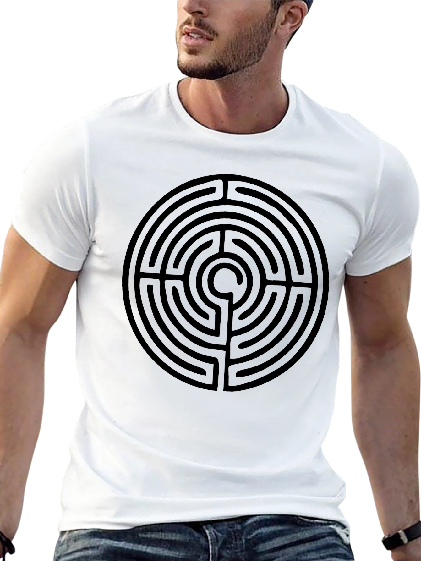 Black Labyrinth Print Black T-Shirt view 13