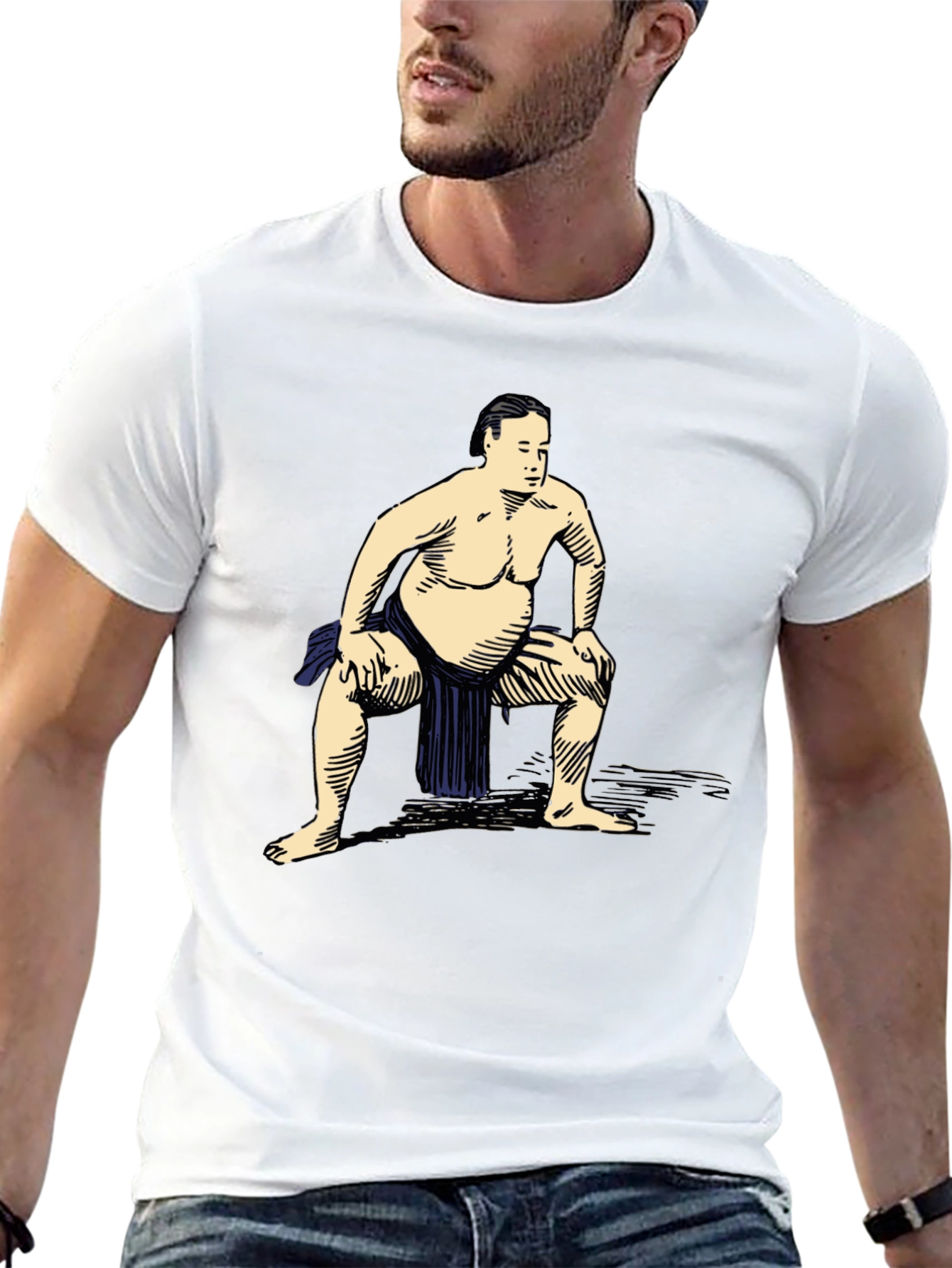 Black Sumo Wrestler Graphic T-Shirt - Casual Black Tee view 13
