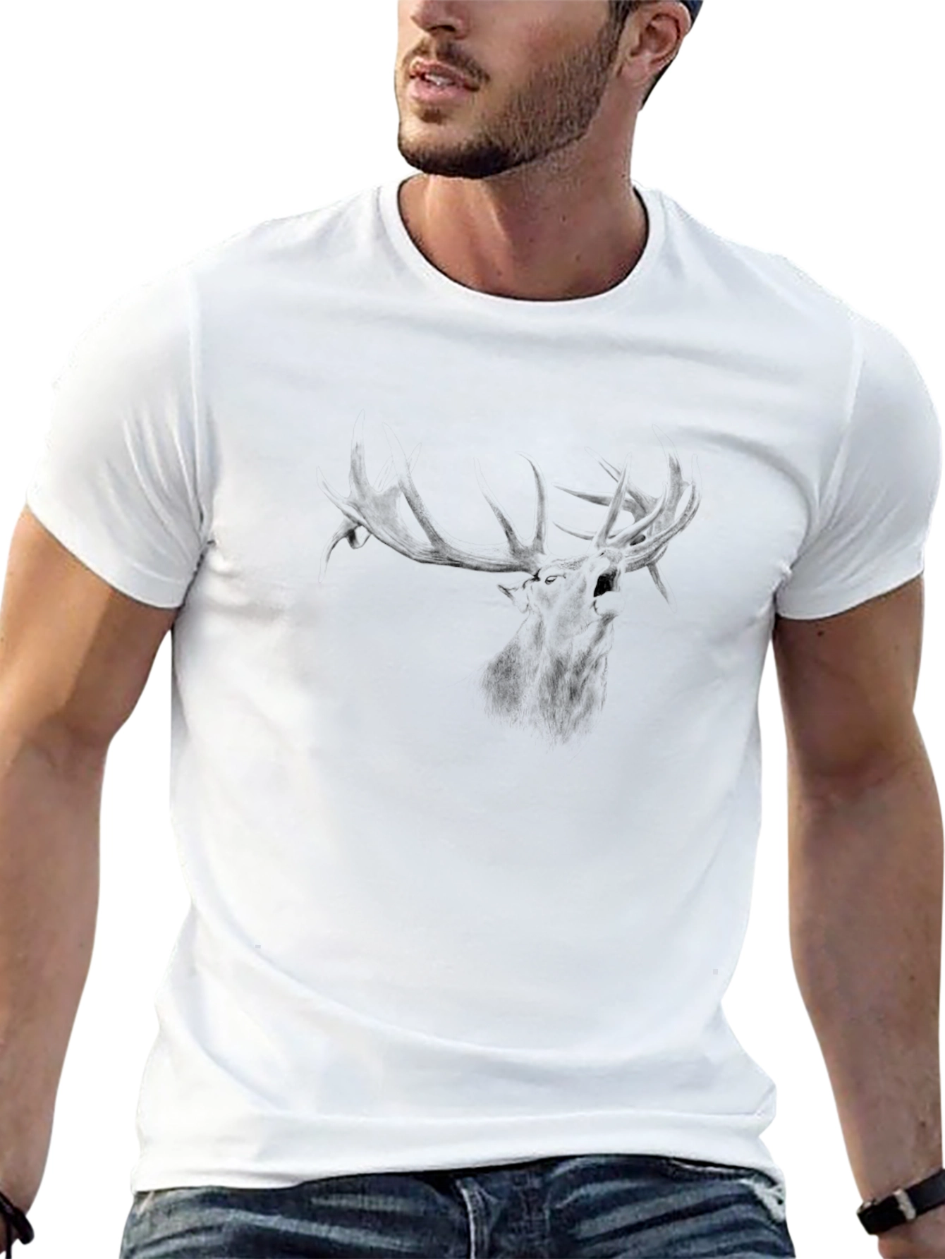 Black Men's Black Deer Graphic Tee view 13