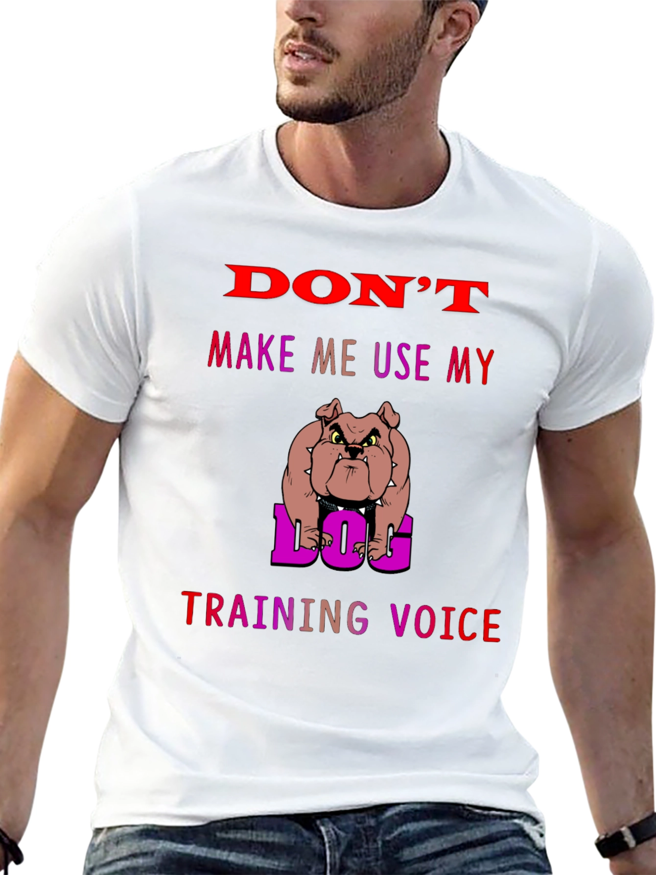 Black Dog Training Voice T-Shirt - Funny Bulldog Tee view 13
