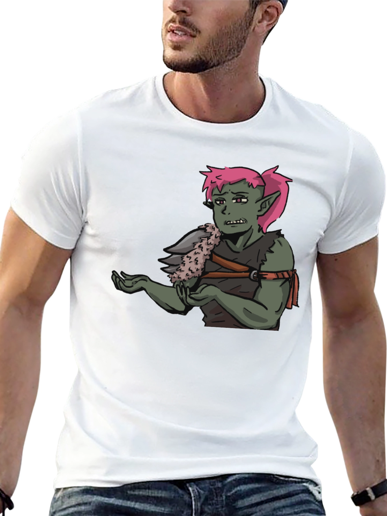 Black T-Shirt Featuring Green Character Graphic view 13