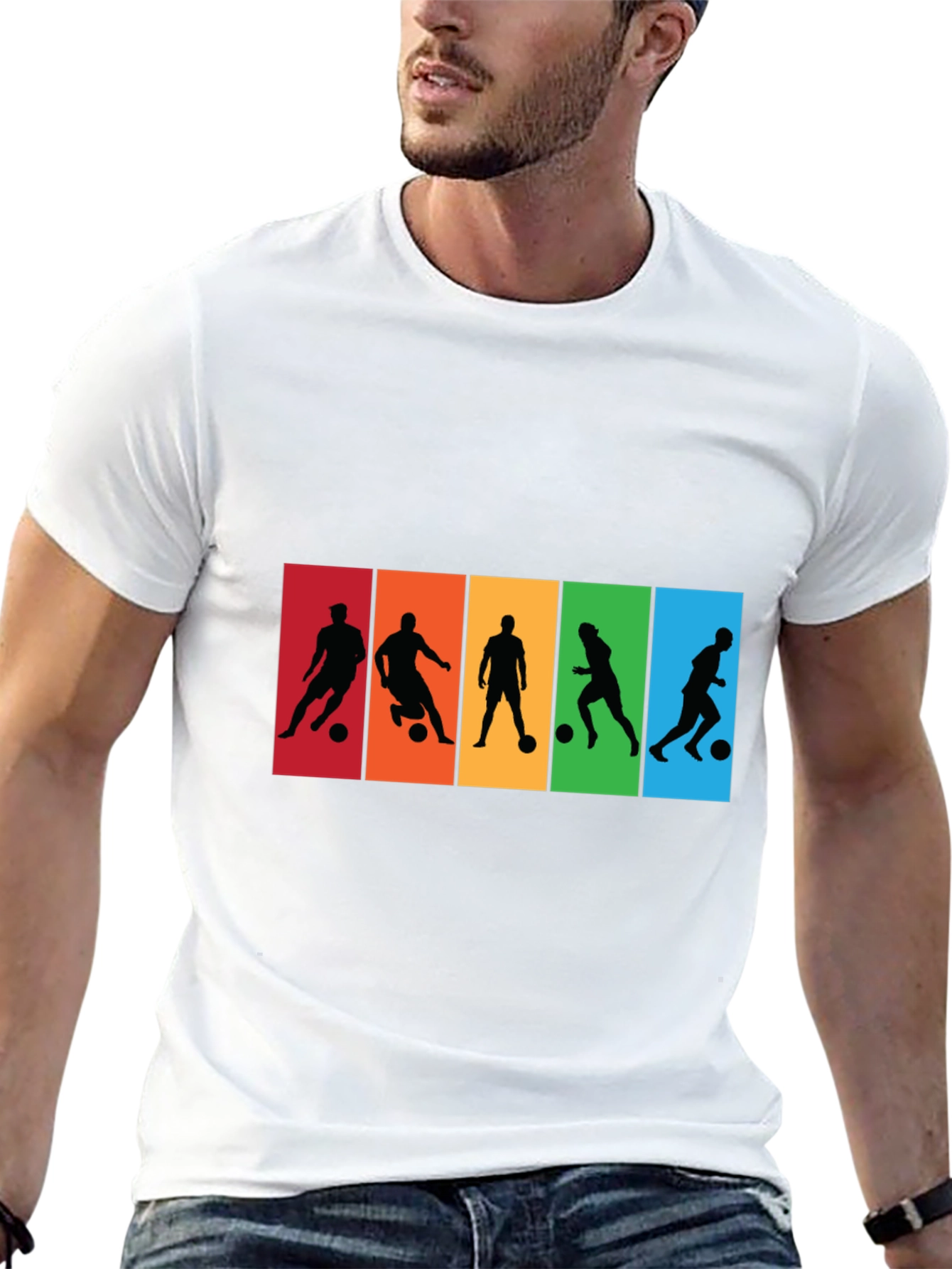 Black Soccer Player Silhouette Graphic T-Shirt view 13