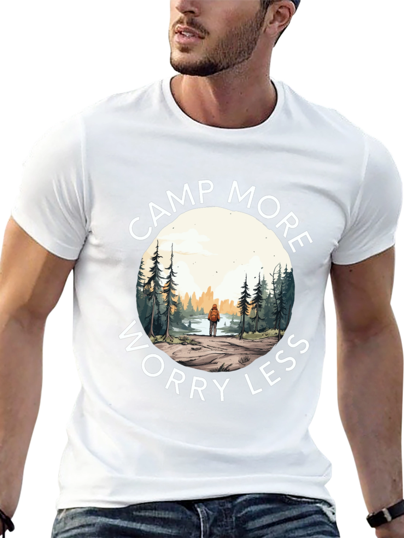 Black Camp More Worry Less Graphic T-Shirt view 13