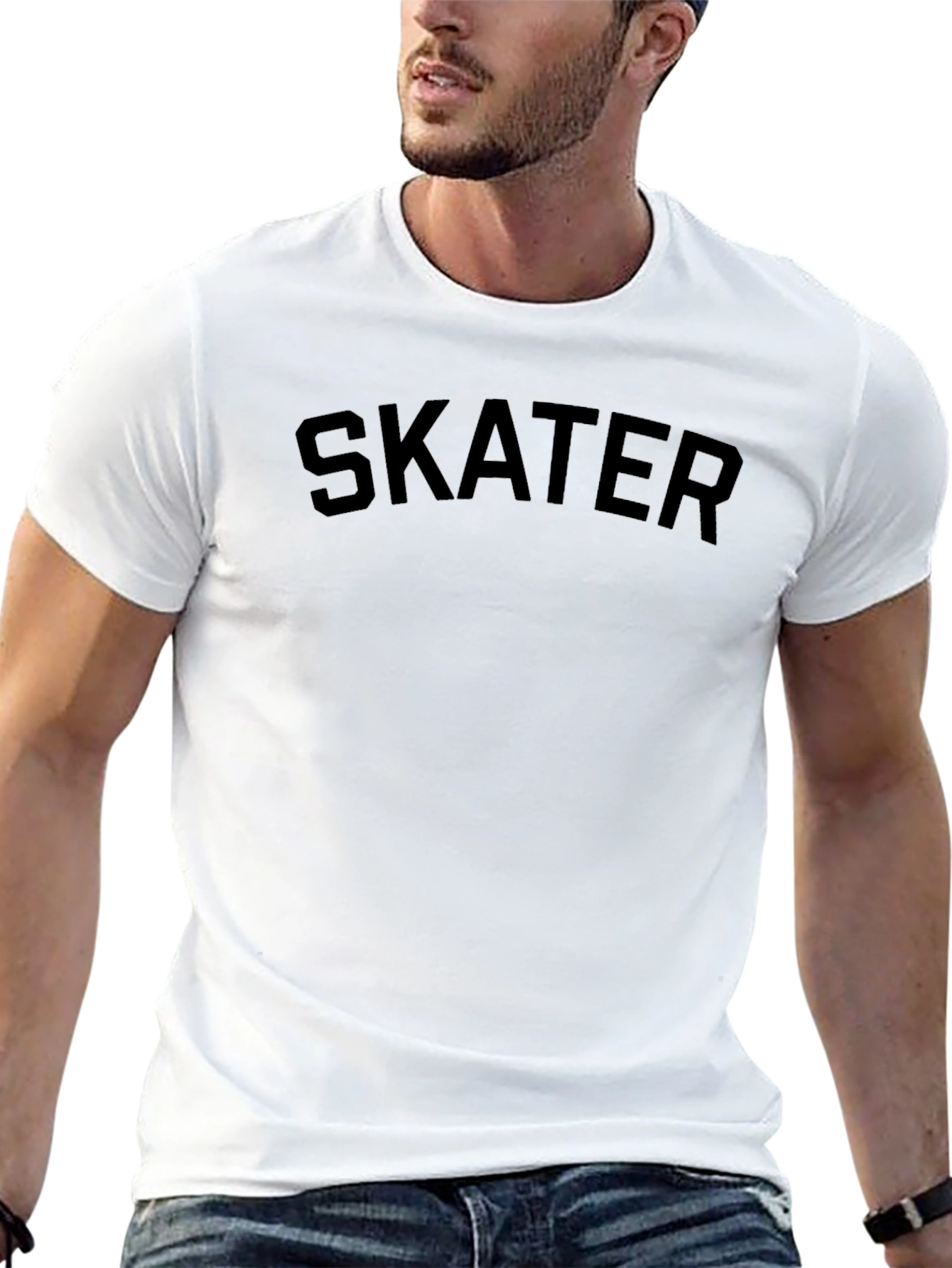 Black Skater Graphic Black Crew Neck T-Shirt view 13