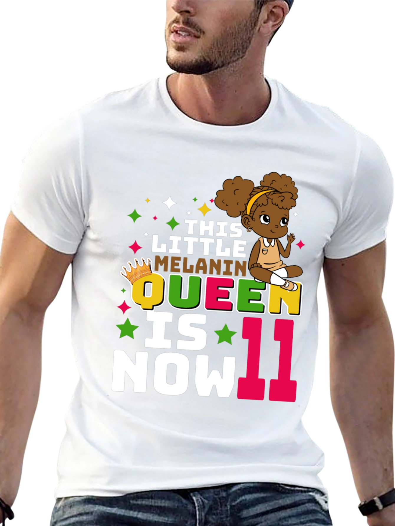 Black Little Melanin Queen 11th Birthday T-Shirt view 13
