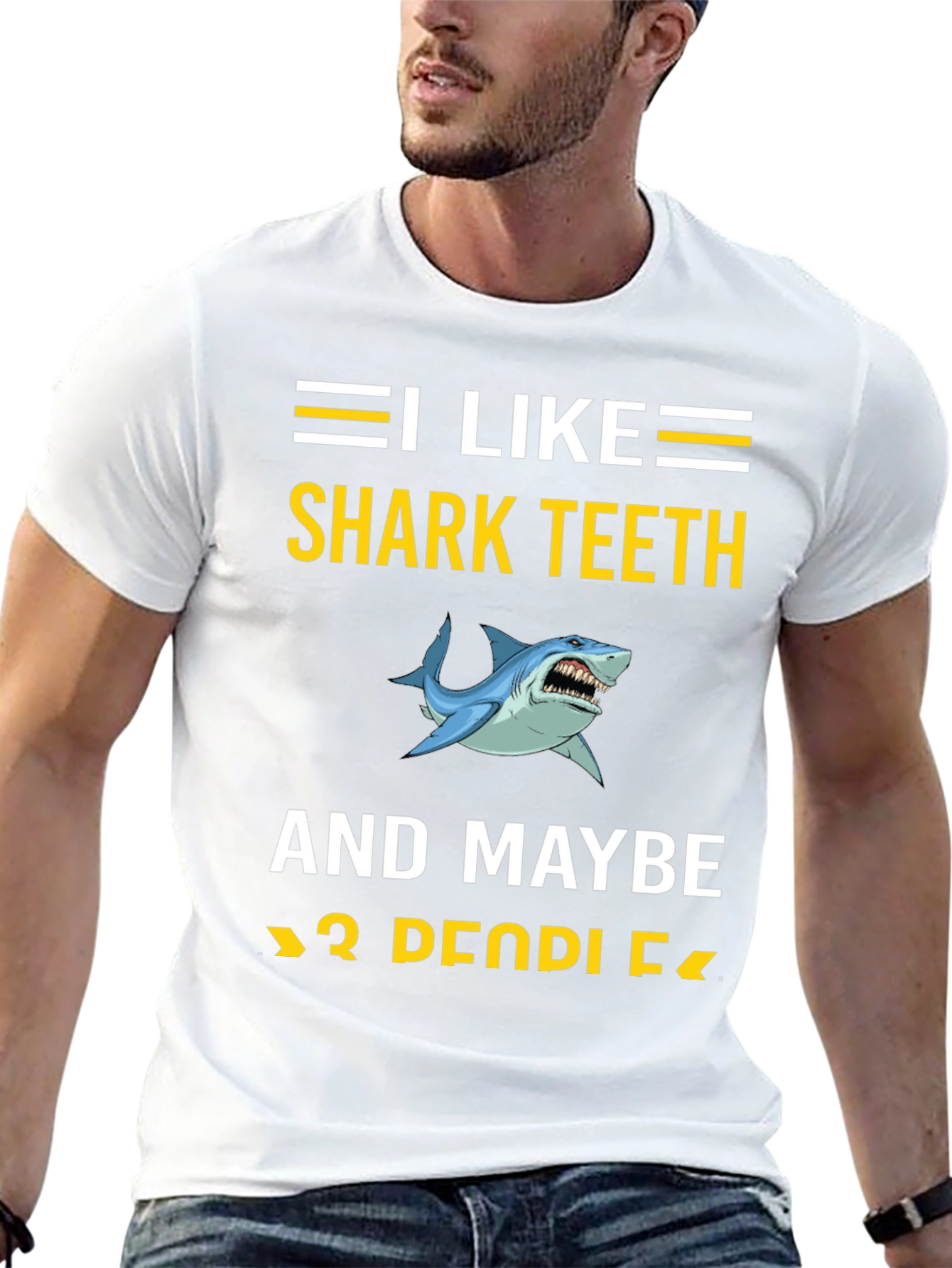 Black I Like Shark Teeth T-Shirt, Funny Shark Lover Tee view 13