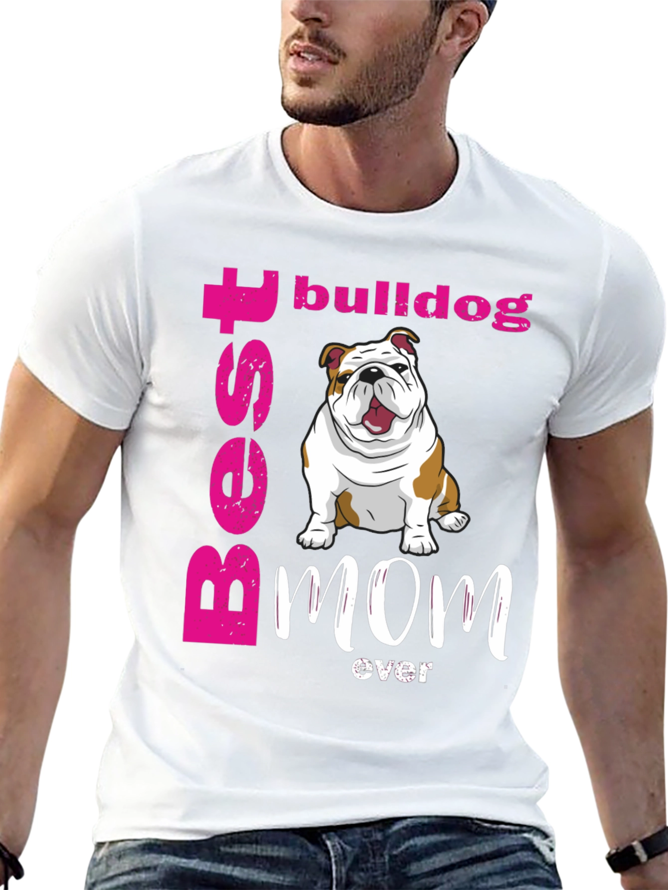 Black Best Bulldog Mom Ever T-Shirt - Cute Dog Graphic Tee view 13