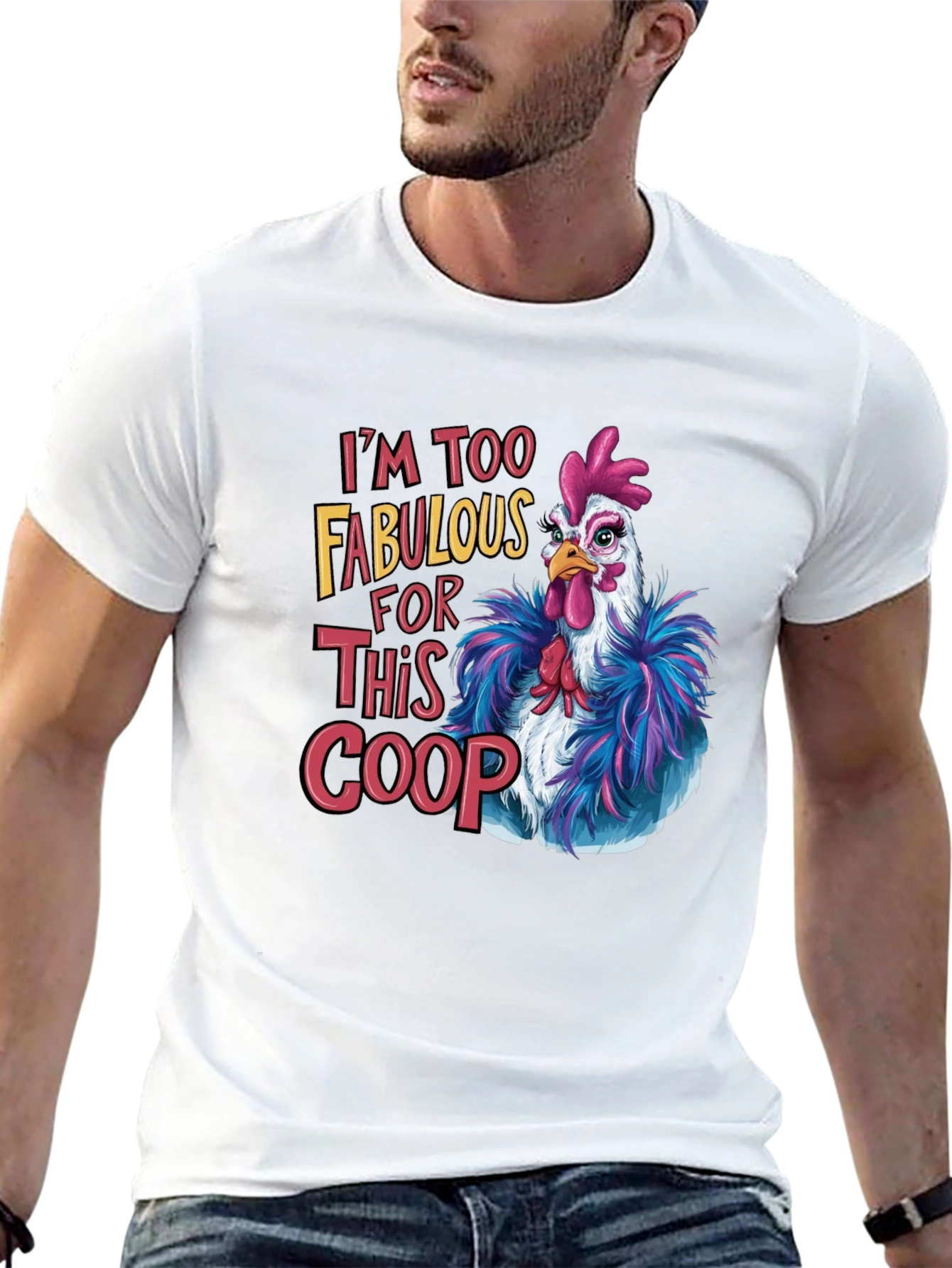 Black Fabulous Chicken T-Shirt - Funny Graphic Tee view 13