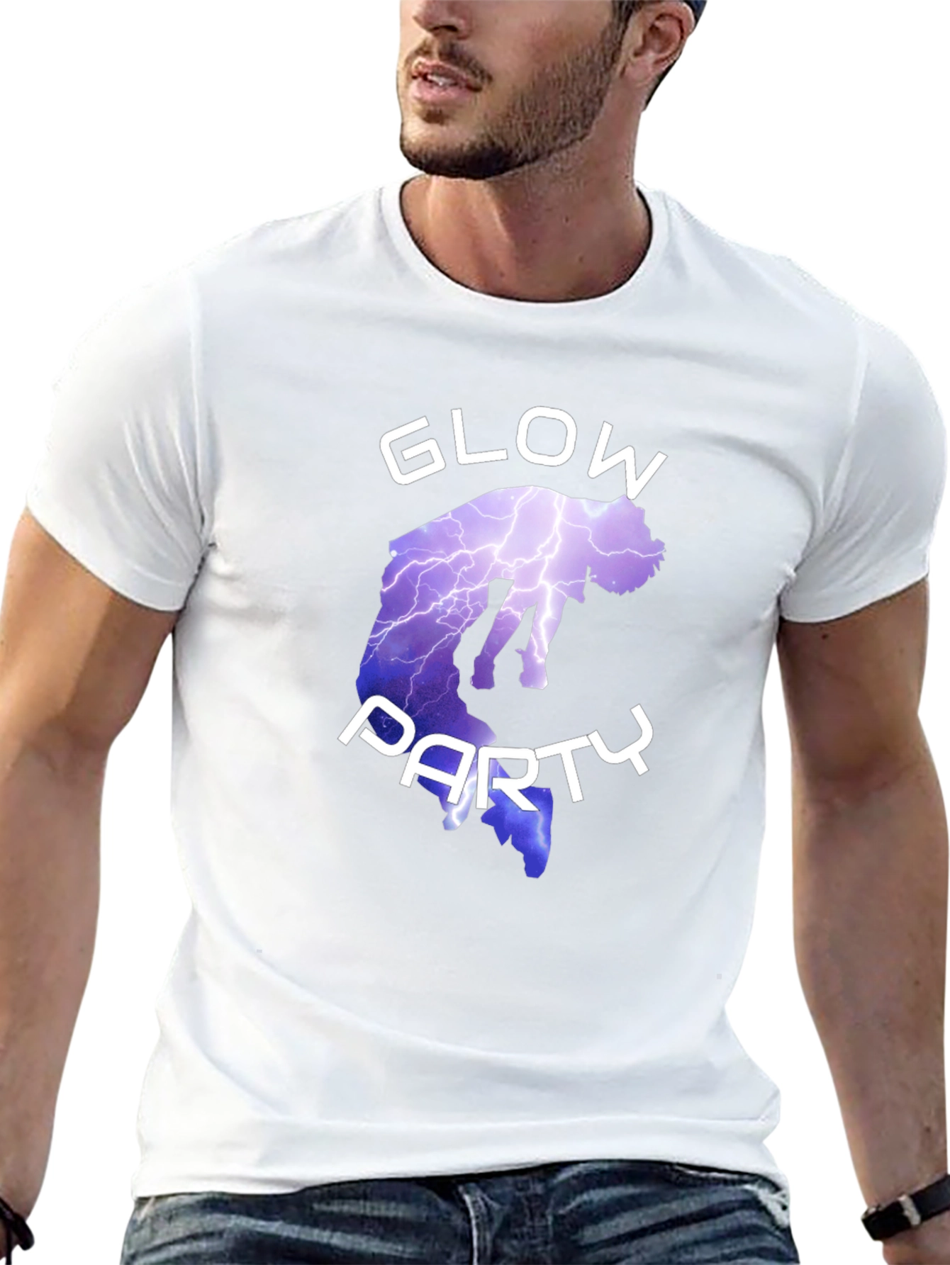 Black Glow Party Graphic Tee - Short Sleeve Cotton T-Shirt view 13