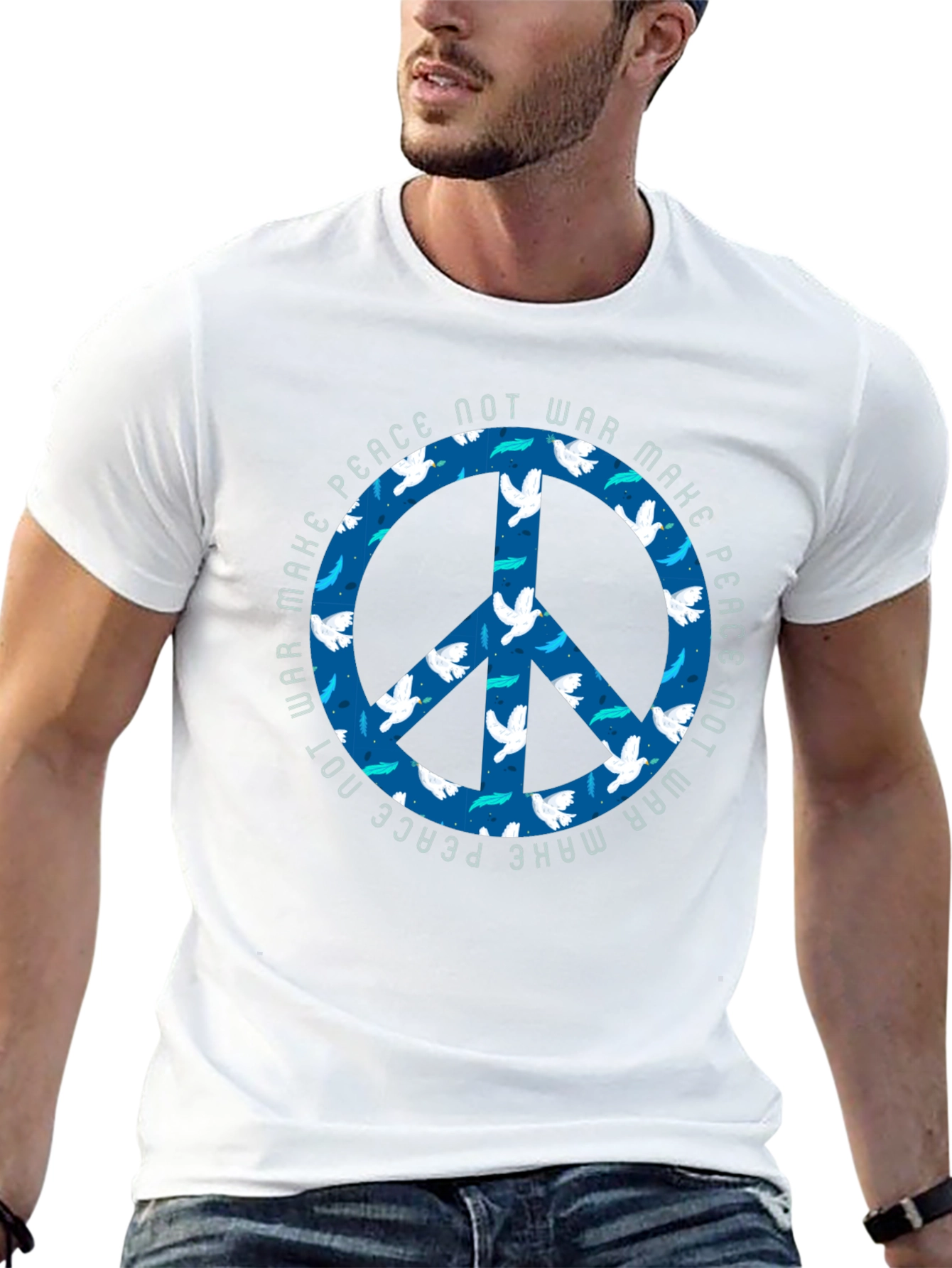 Black Peace Not War Dove Graphic T-Shirt view 13