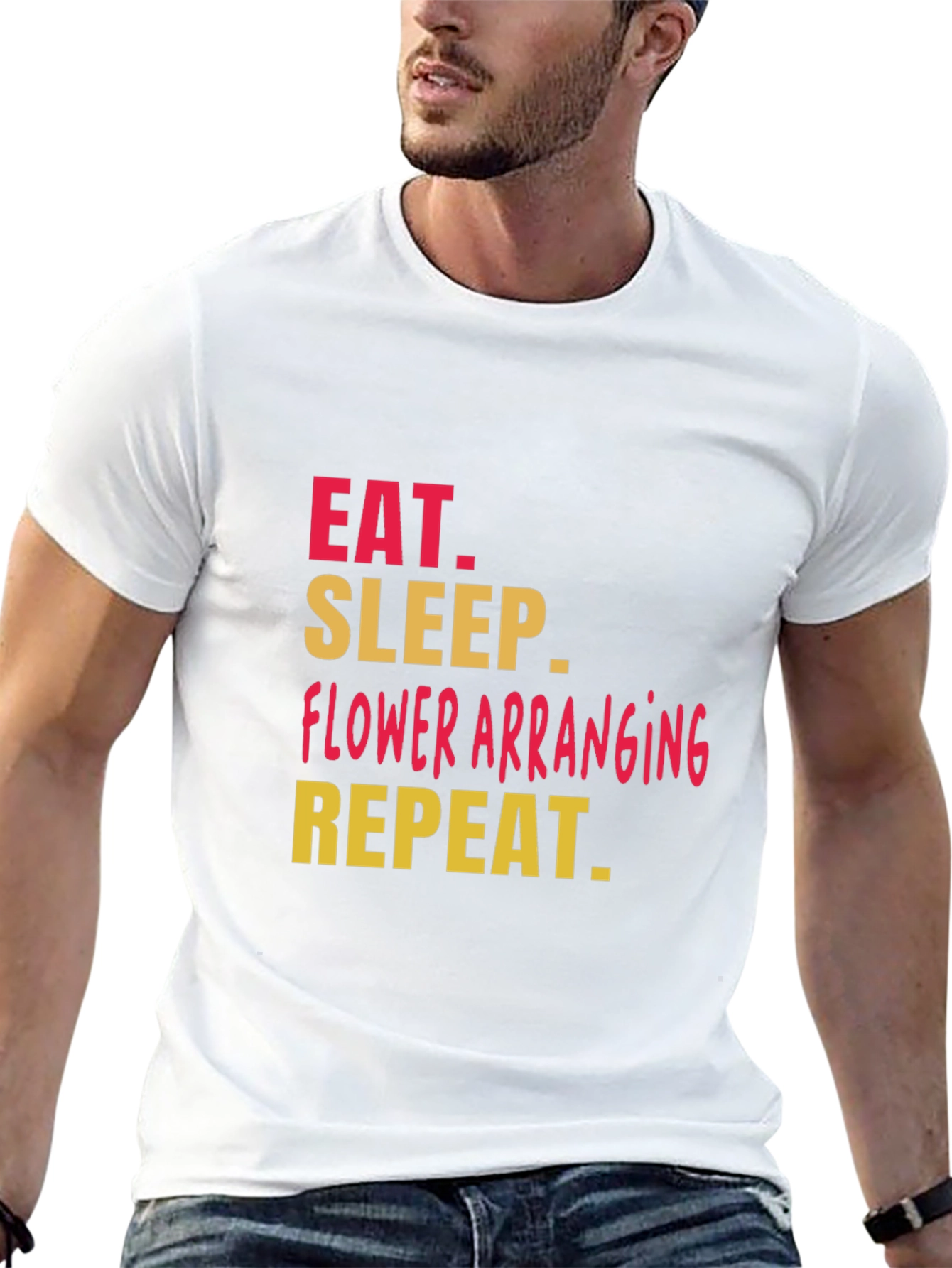 Black Eat Sleep Flower Arranging T-Shirt view 13