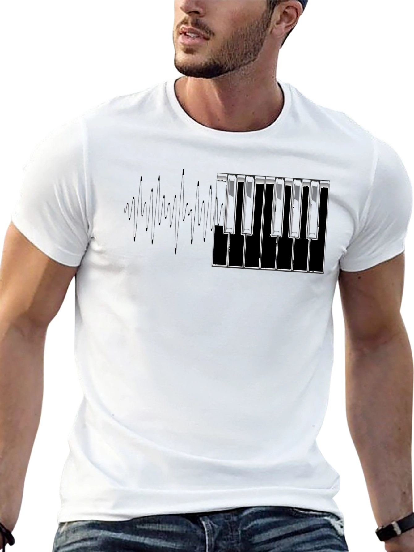 Black Piano Keys Graphic Tee - Black Short Sleeve view 13