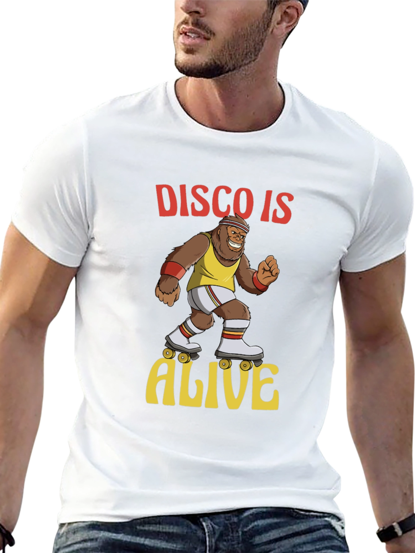 Black Disco Gorilla T-Shirt - Retro Roller Skate Design view 13
