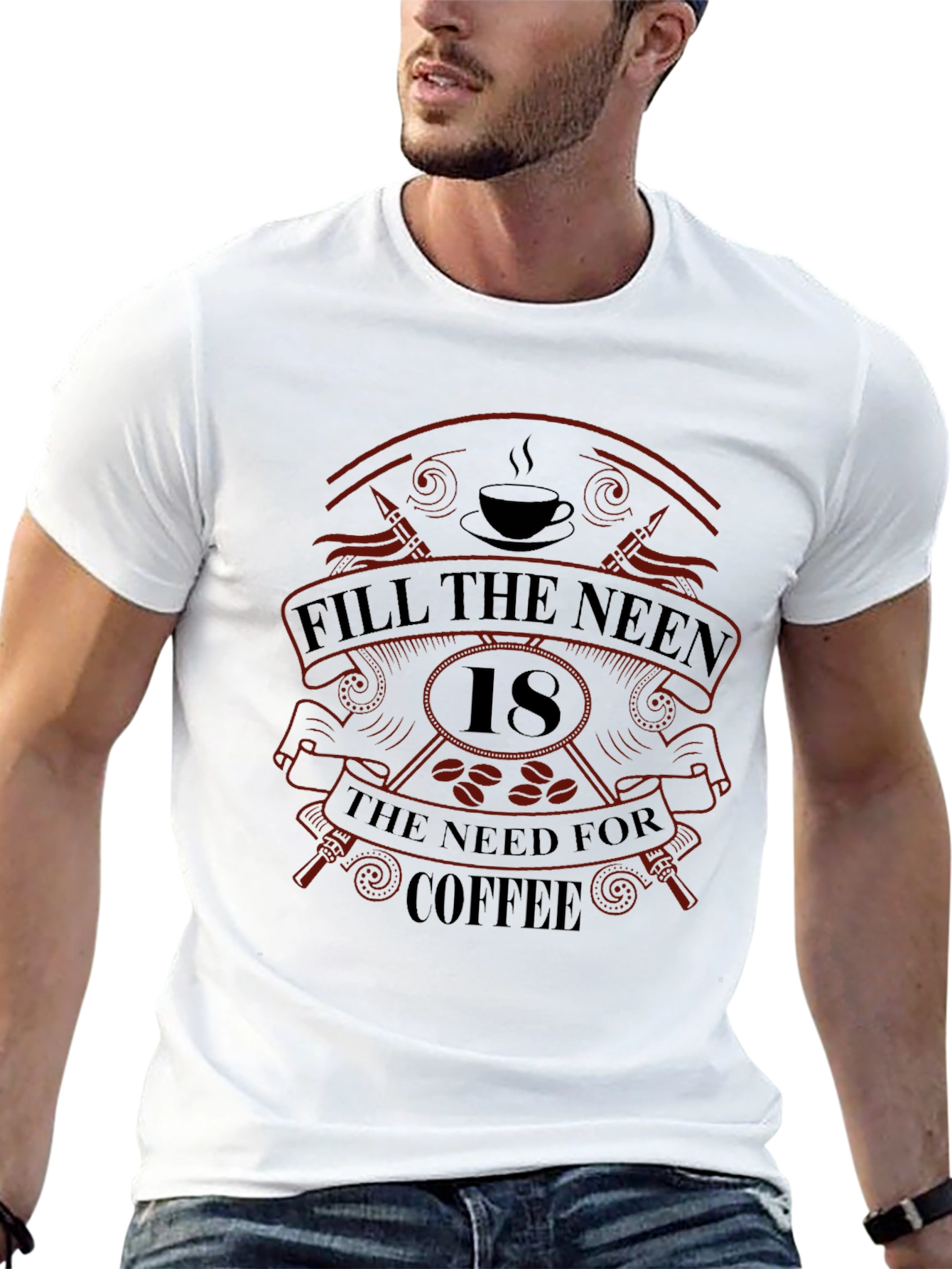 Black Fill The Need For Coffee Graphic T-Shirt view 13