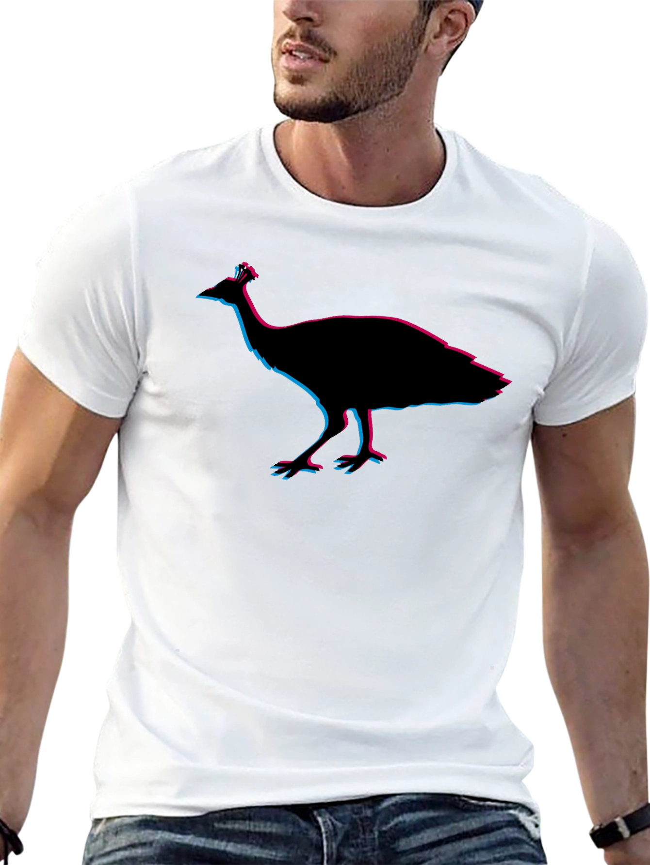 Black Peacock Silhouette T-Shirt - Graphic Tee view 13