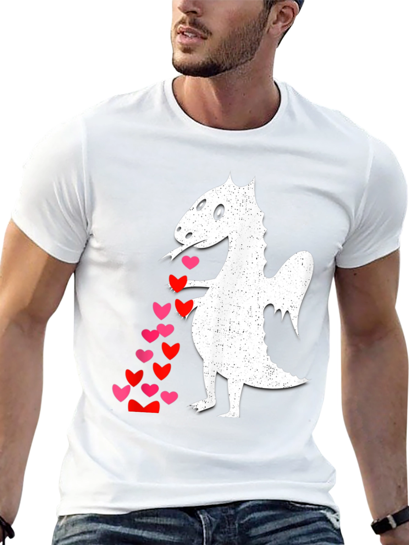 Black Dragon Love T-Shirt - Whimsical Heart Design view 13