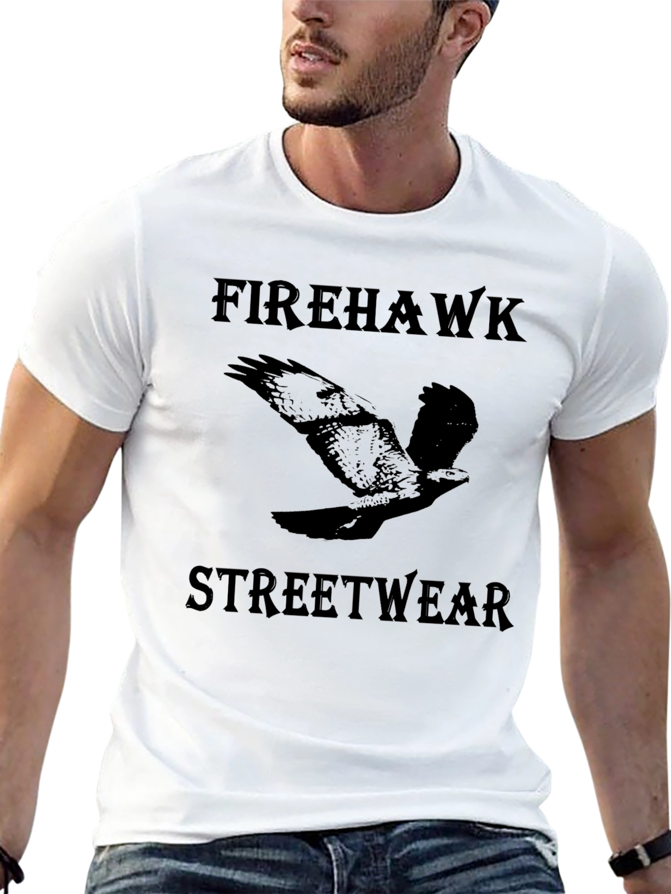 Black Firehawk Streetwear Graphic Tee - Mens view 13