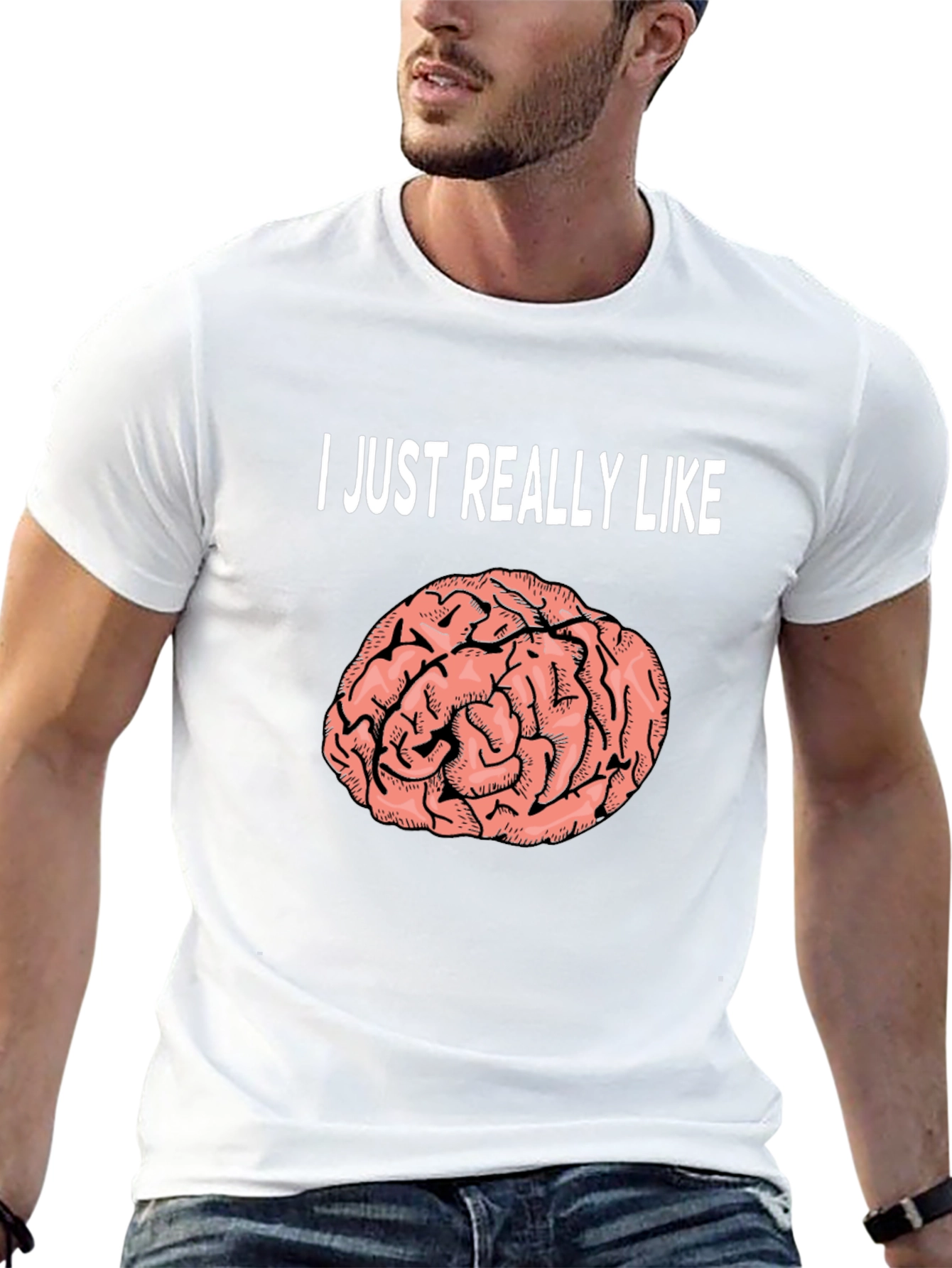 Black Brain Graphic T-Shirt: I Just Really Like Brains Tee view 13