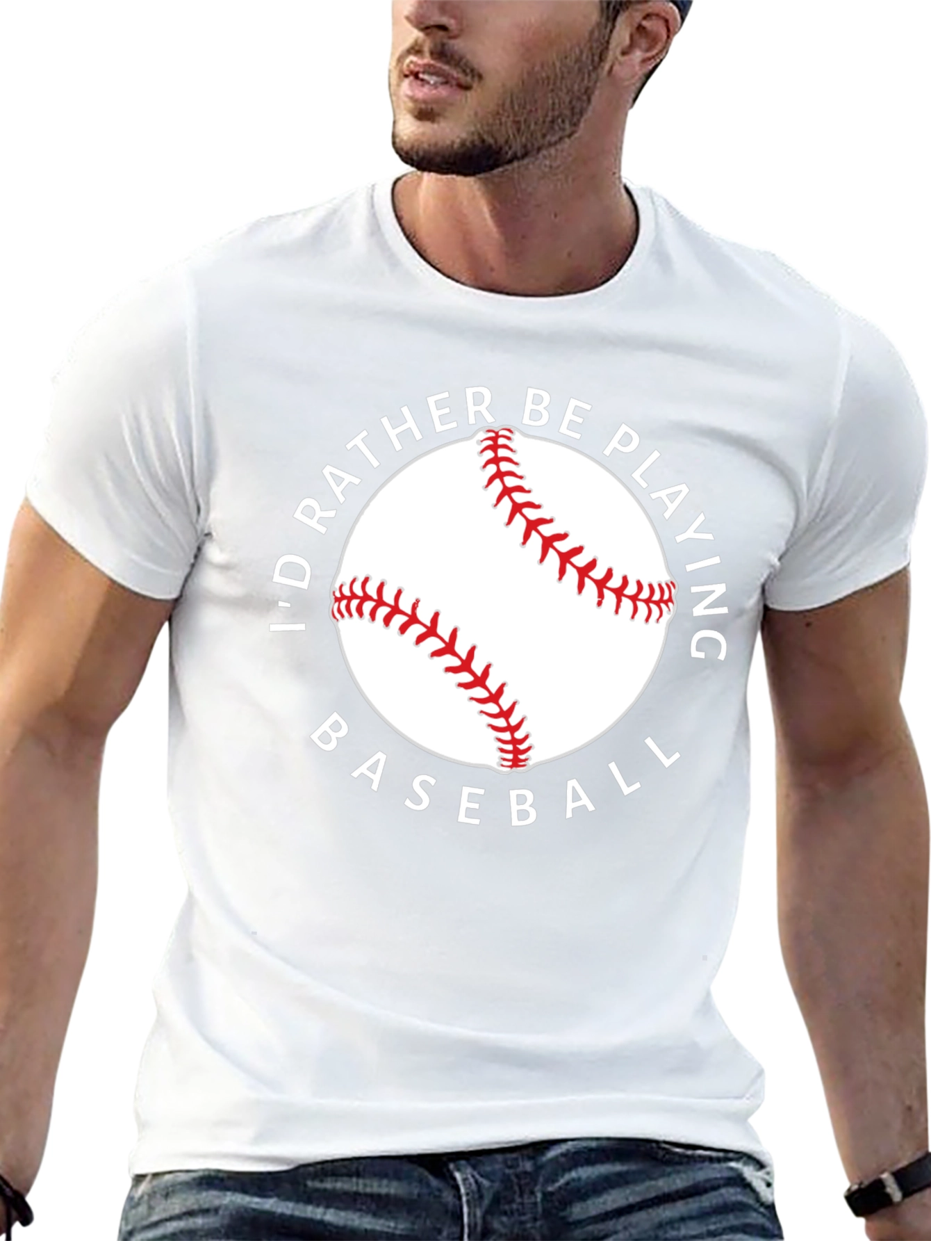 Black I'd Rather Be Playing Baseball Black Tee view 13