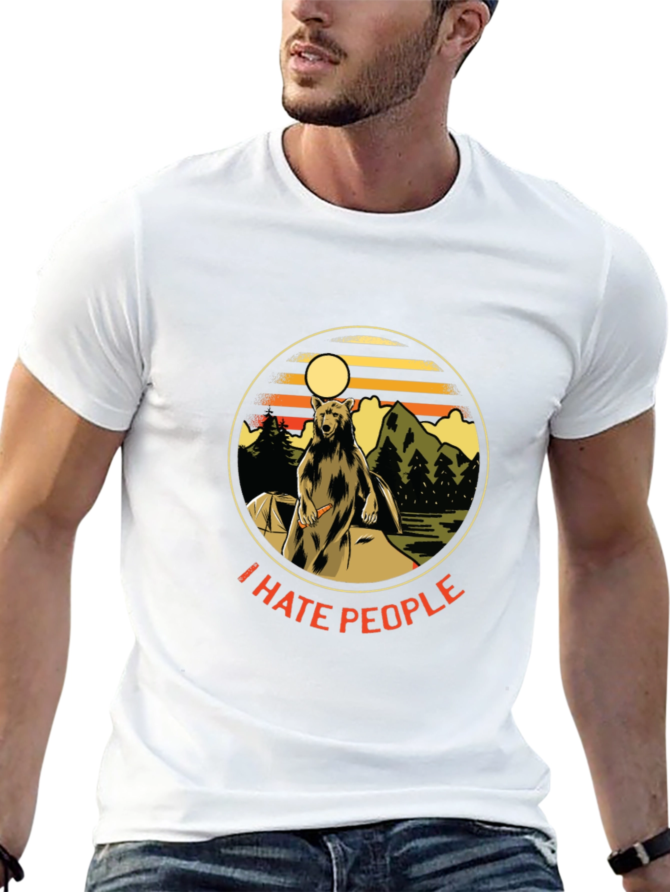 Black I Hate People Bear T-Shirt - Camping Nature Tee view 13
