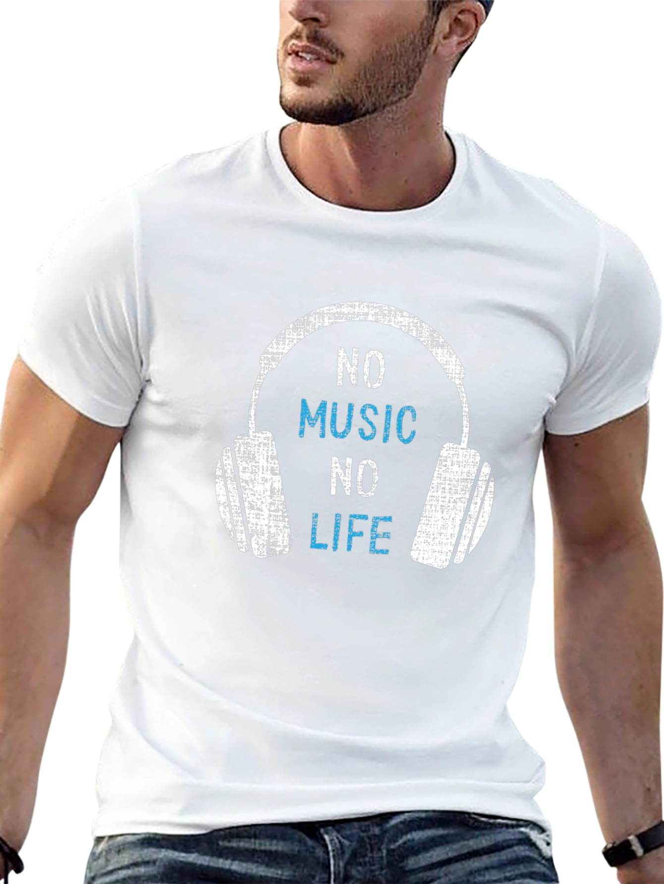 Black No Music No Life T-Shirt - Music Lover Tee view 13