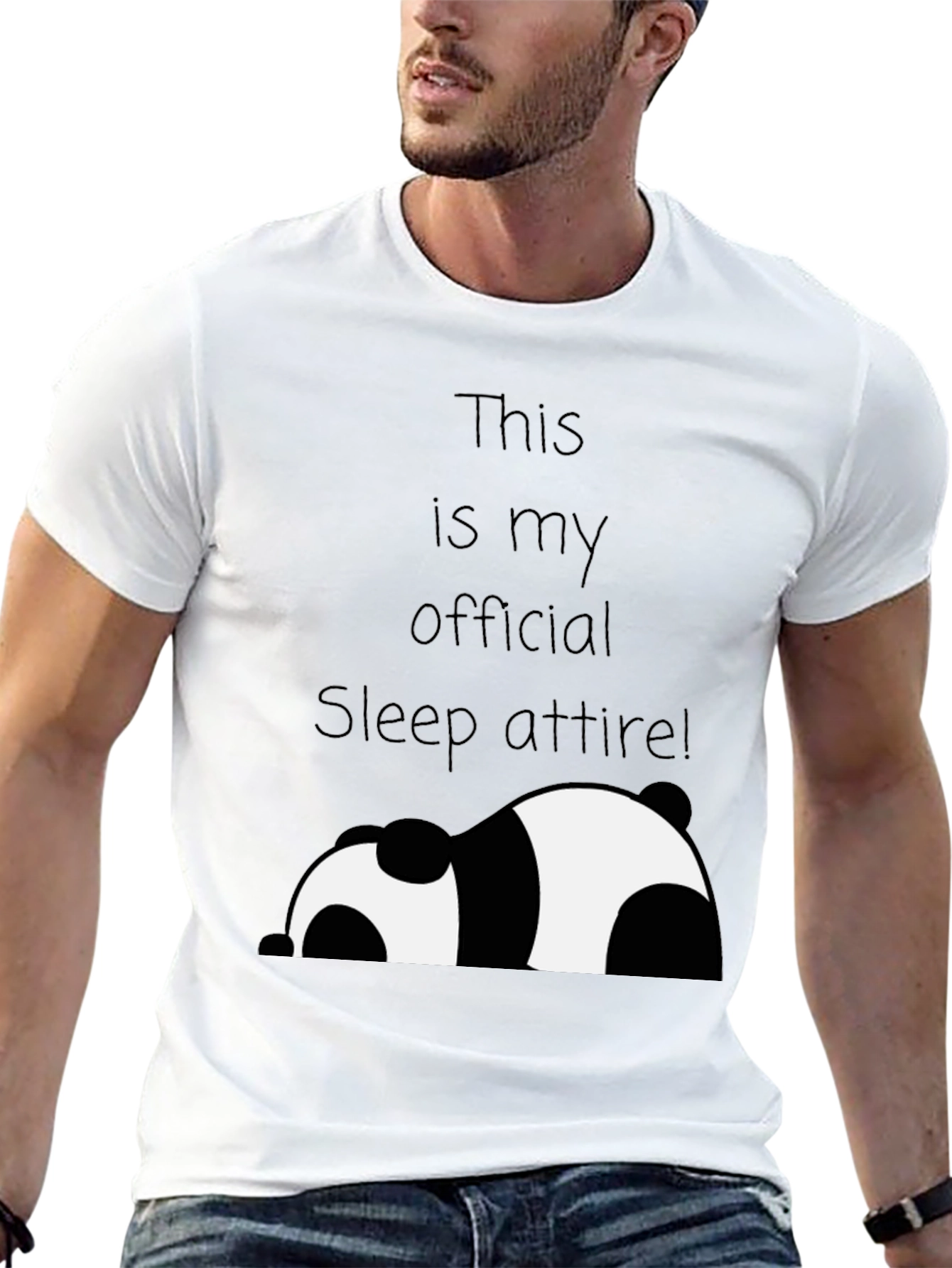 Black Funny Panda Sleep Attire T-Shirt view 13