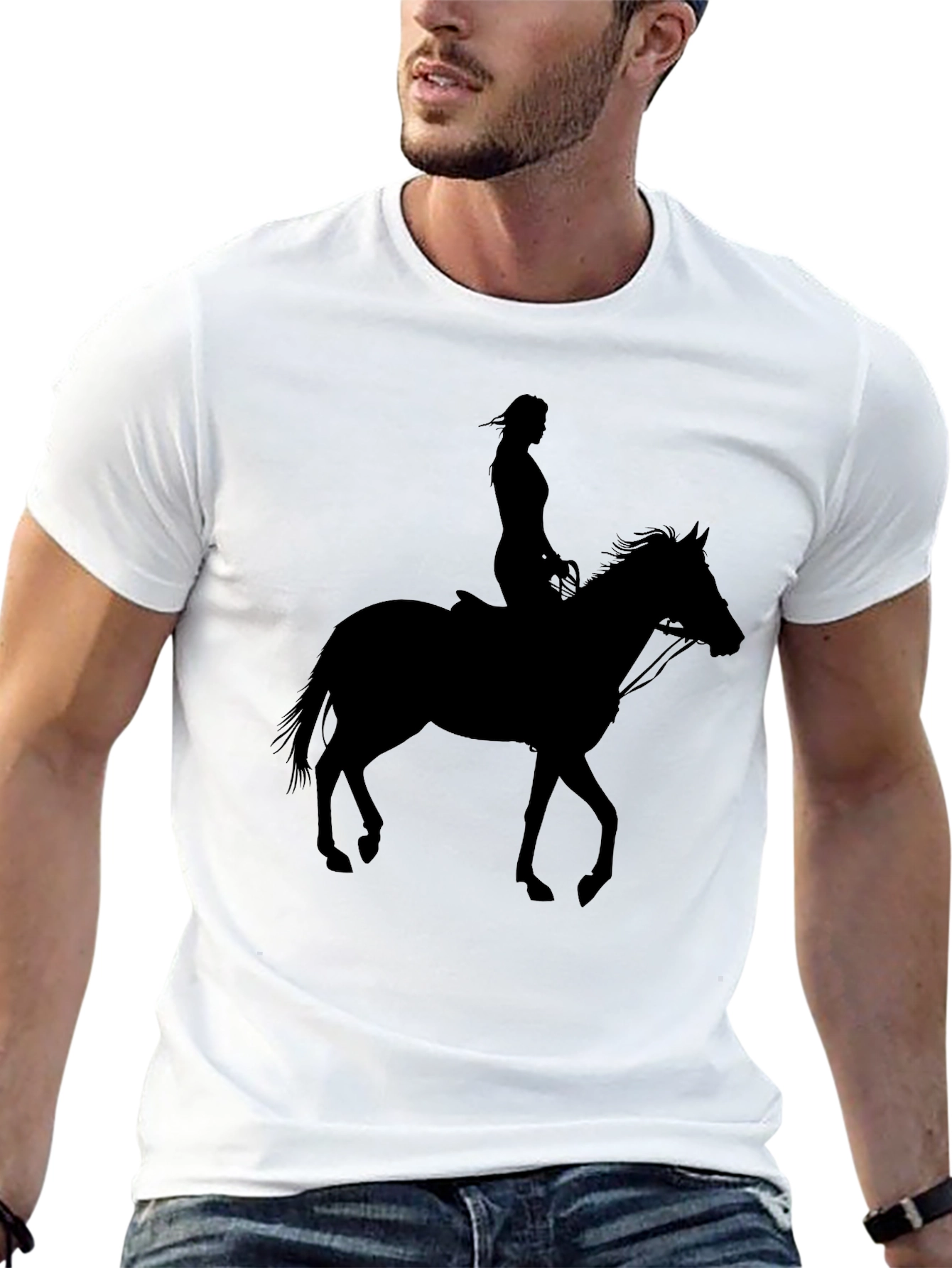 Black Horse Rider Silhouette Graphic Tee view 13