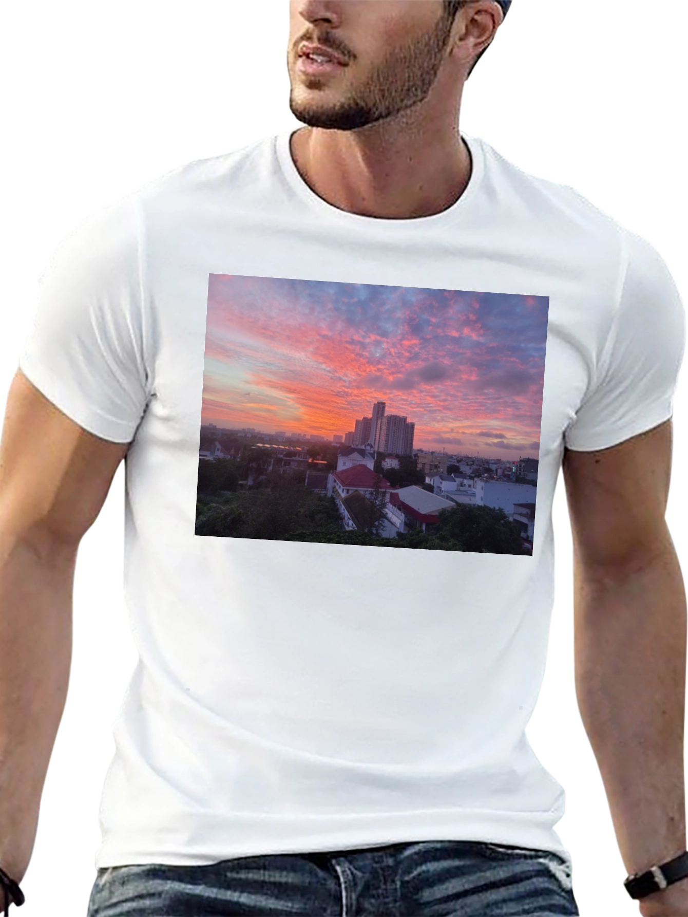 Black Sunset Cityscape Graphic Tee view 13