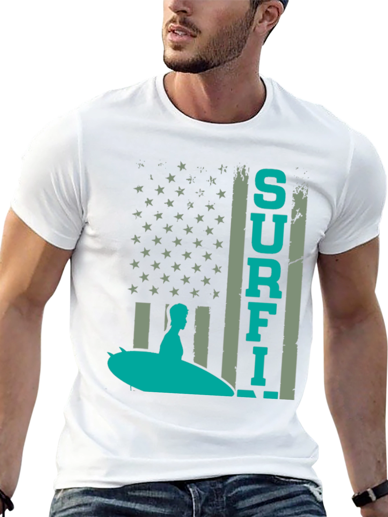 Black Surf American Flag T-Shirt view 13
