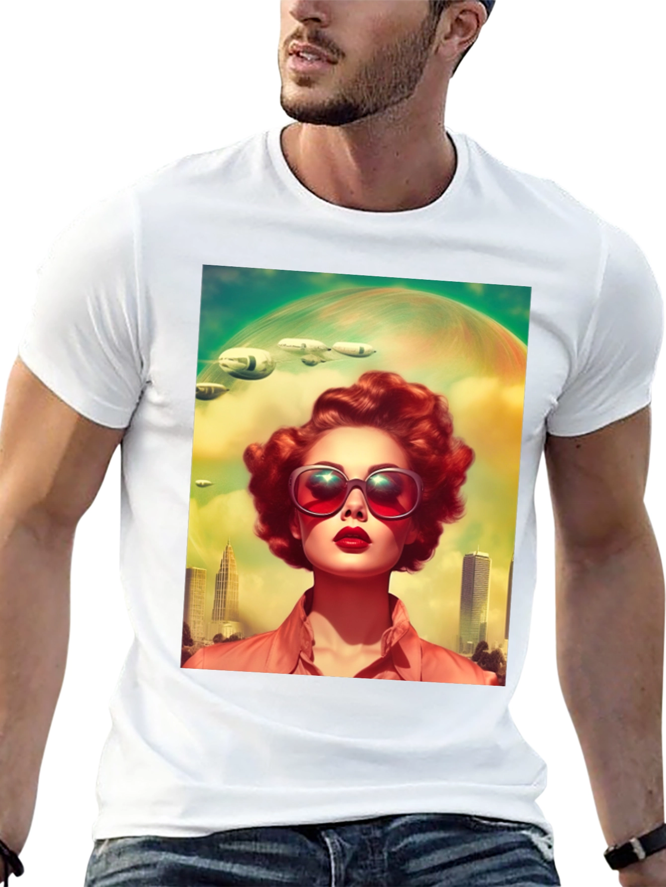 Black Retro Futuristic Woman T-Shirt view 13