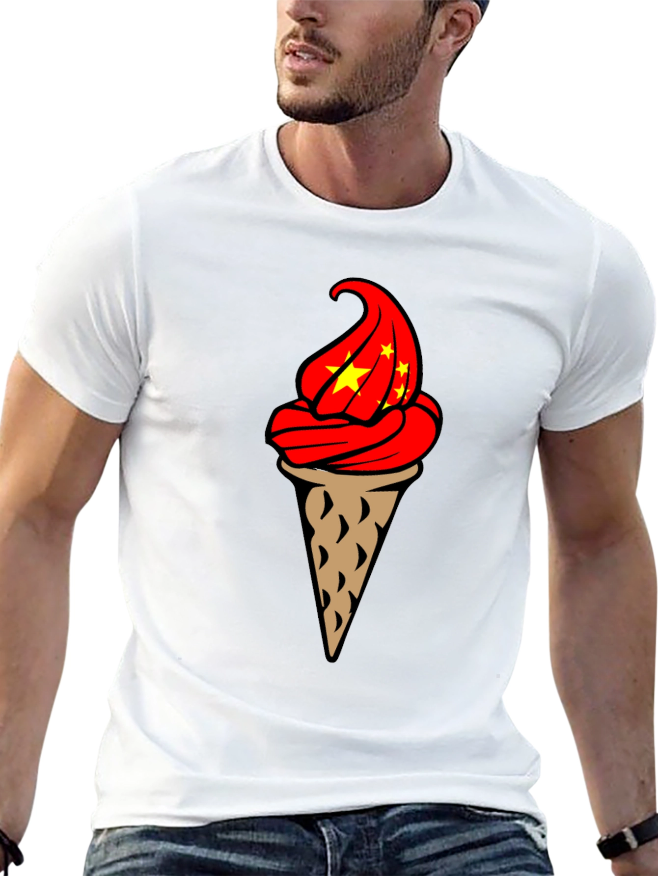 Black Ice Cream Cone Graphic T-Shirt - Novelty Design view 13