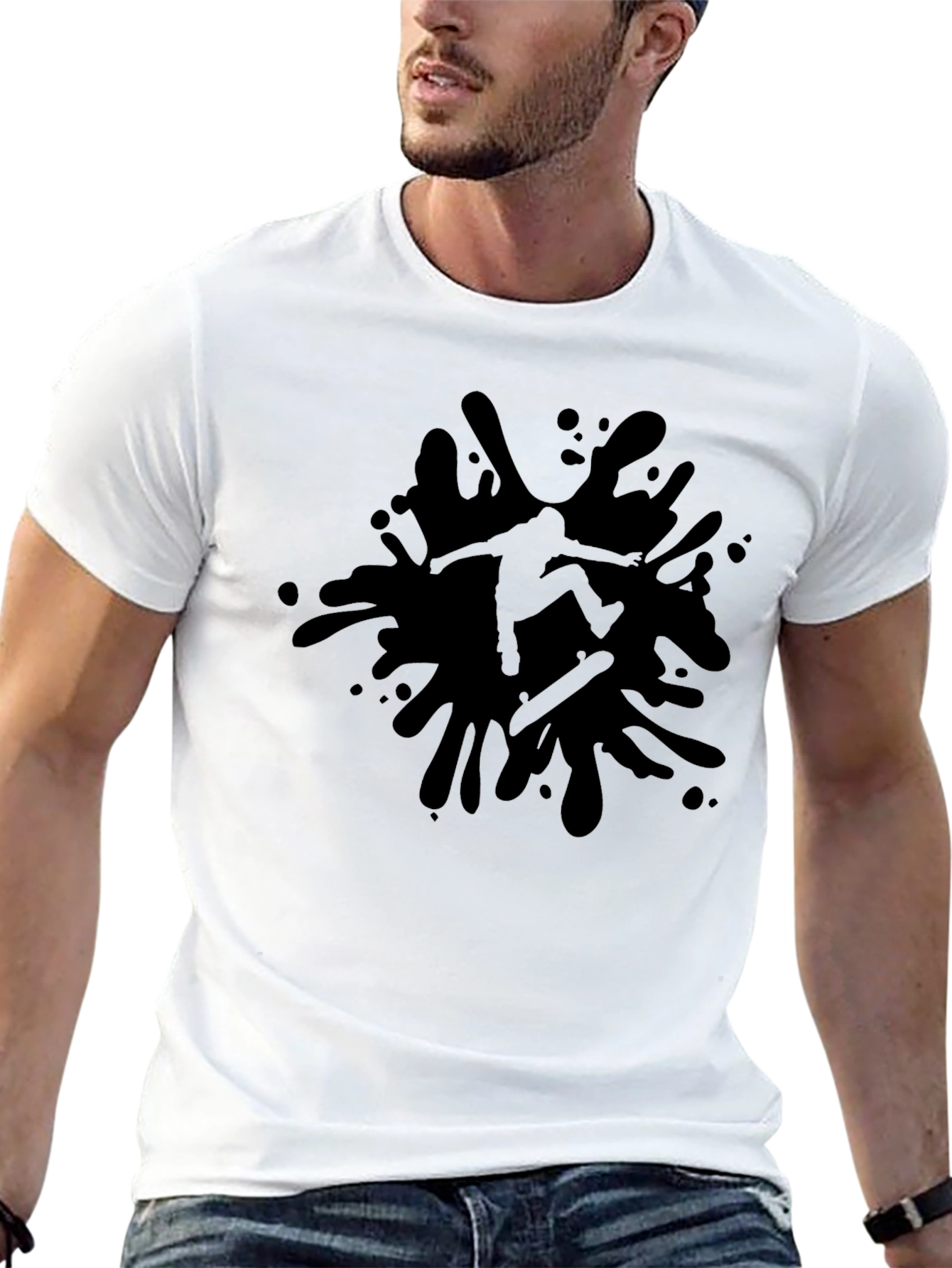 Black Skater Splash Graphic T-Shirt - Black view 13
