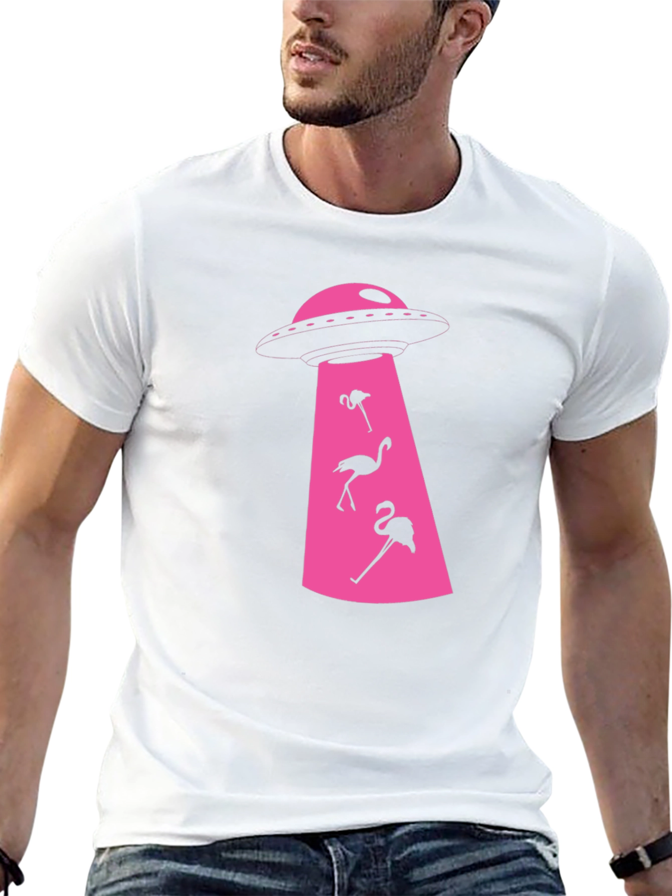 Black Flamingo Abduction T-Shirt: Fun & Unique Design view 13