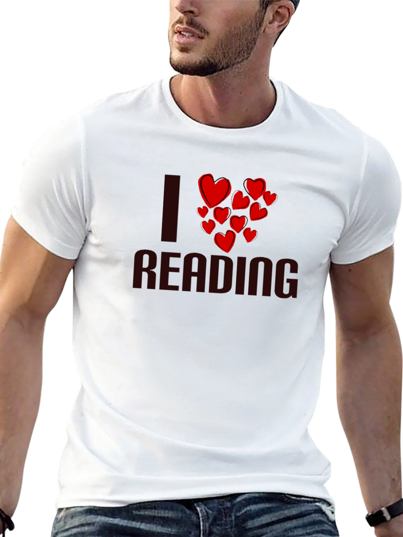 Black I Heart Reading - Black T-Shirt view 13