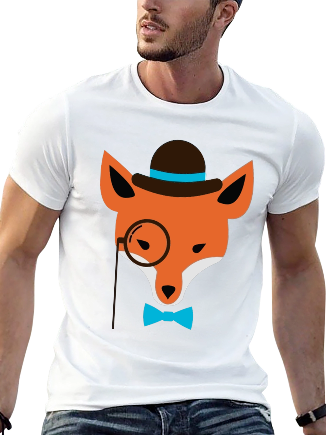 Black Dapper Fox Graphic Tee - Stylish Animal Print view 13