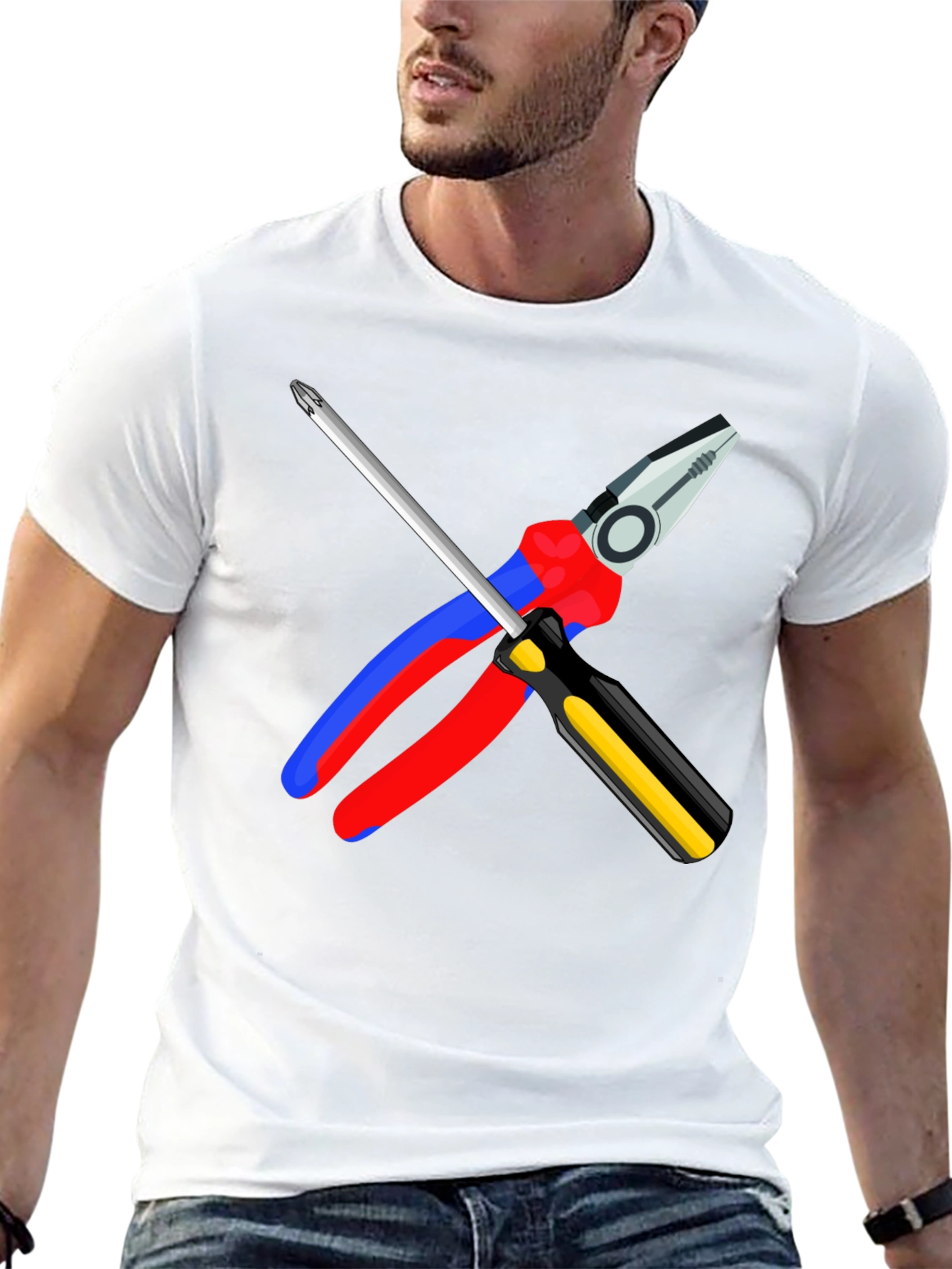 Electrician's Tool T-Shirt: Pliers & Screwdriver Graphic - 13