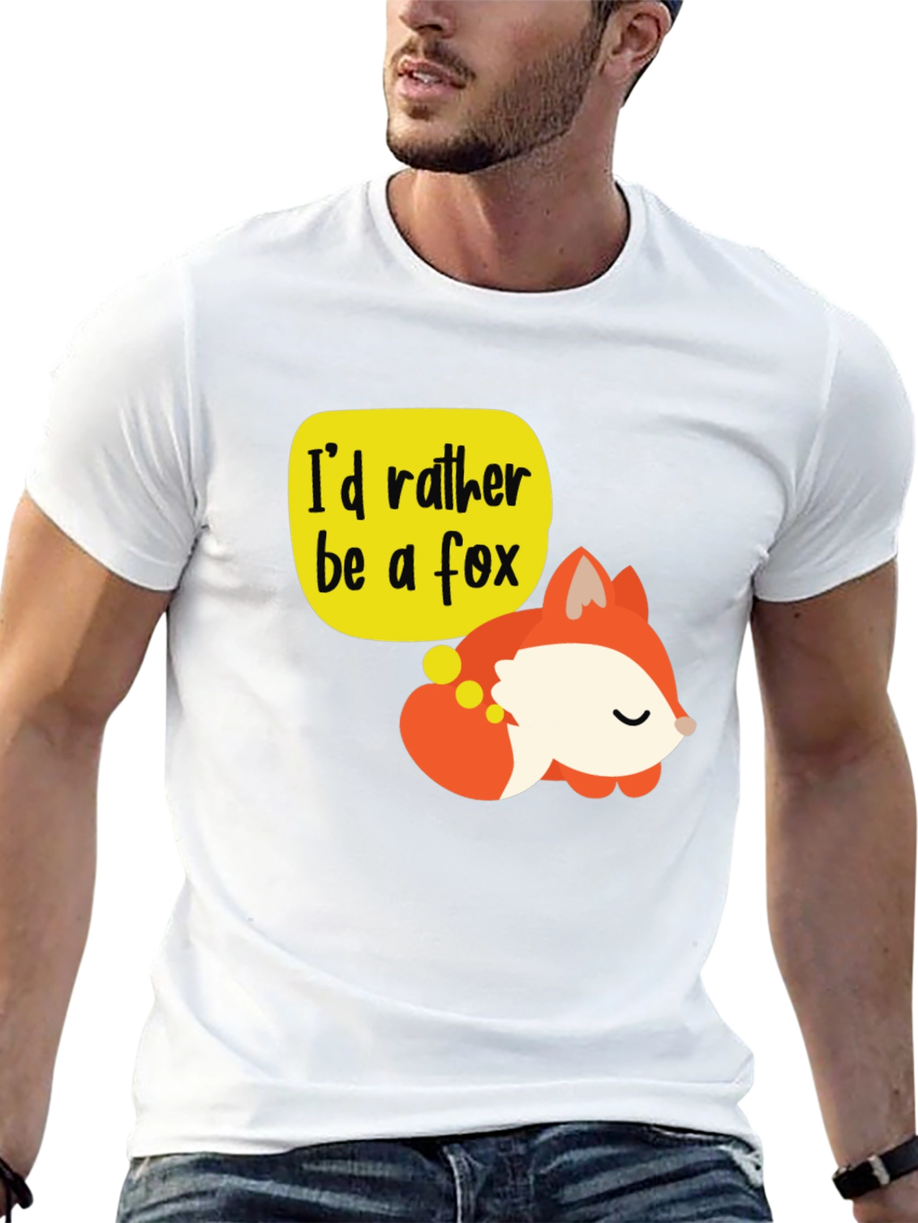 Black Cute Fox T-Shirt - I'd Rather Be a Fox Graphic Tee view 13