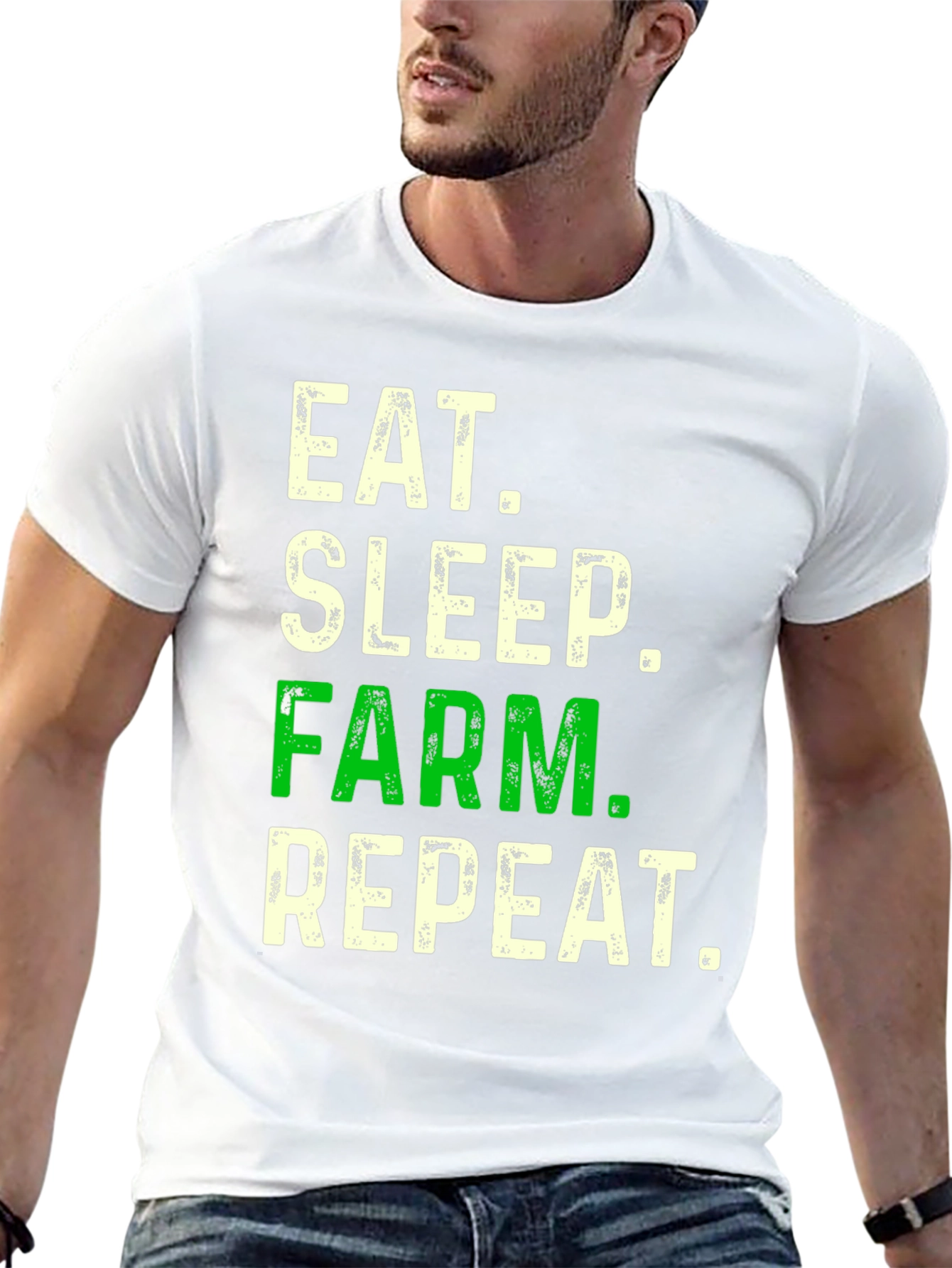 Black Eat Sleep Farm Repeat Graphic Tee view 13