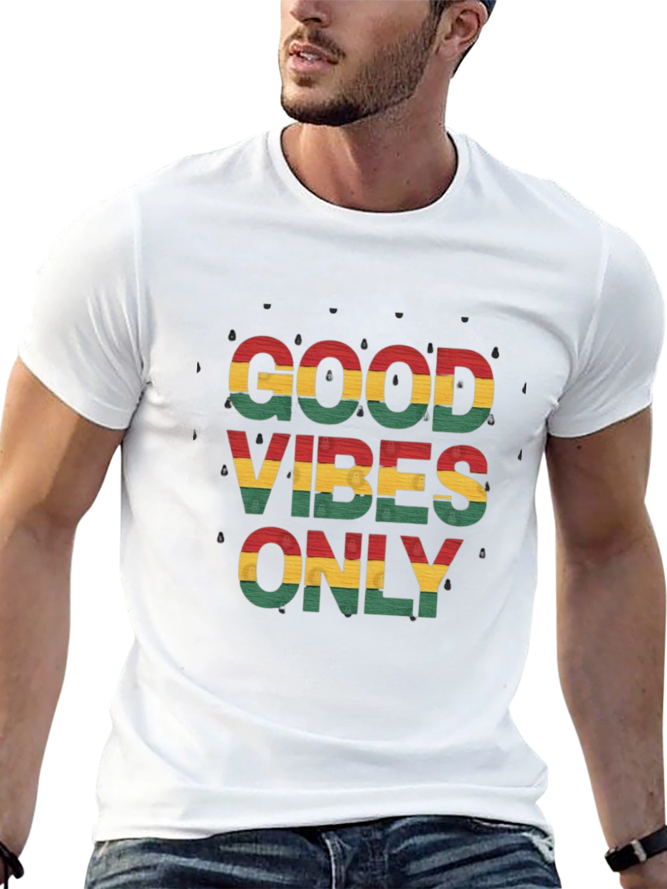 Black Good Vibes Only Graphic Tee - Reggae Inspired Style view 13