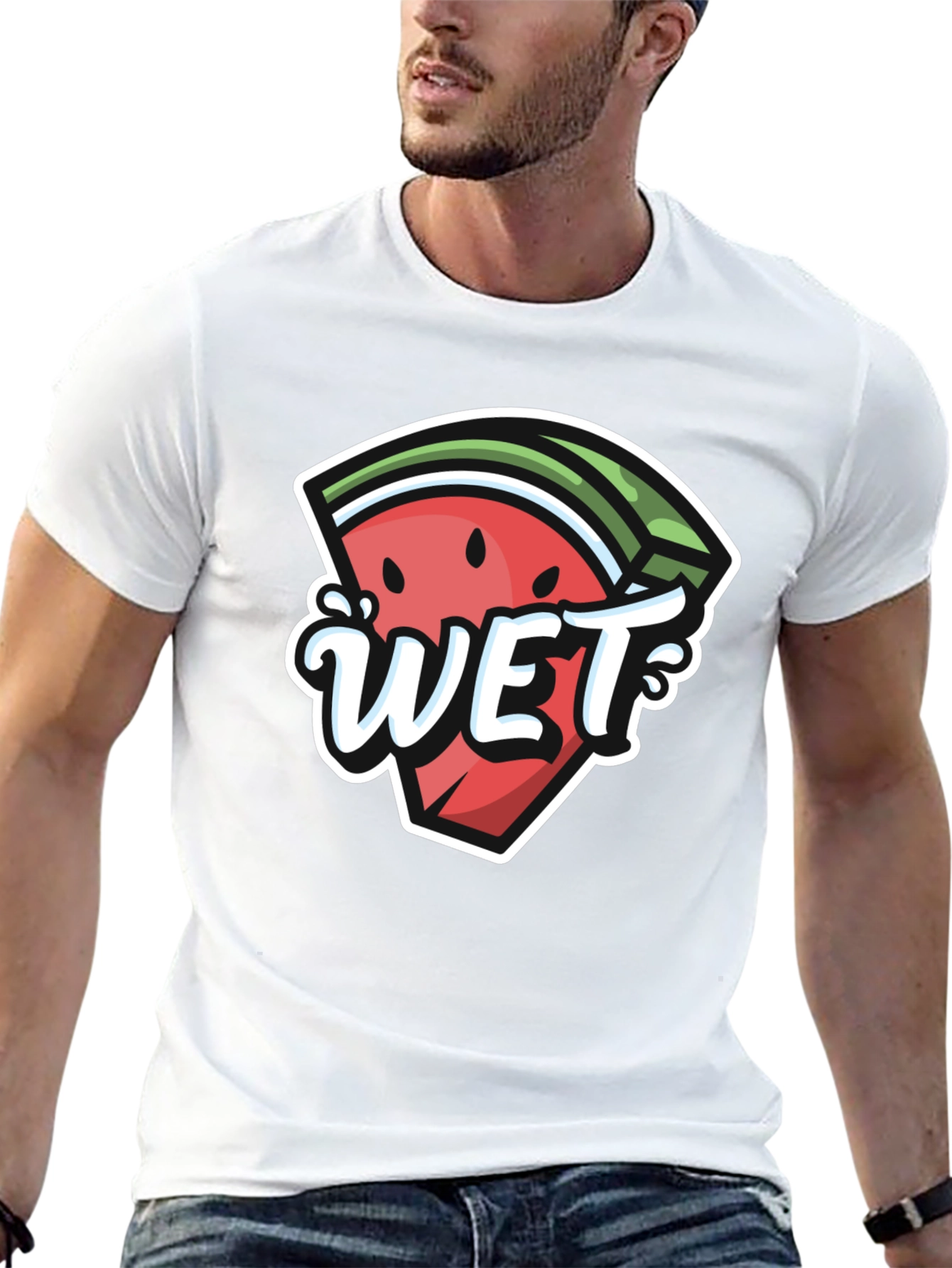 Black Watermelon Wet Graphic Tee - Summer Fun T-Shirt view 13