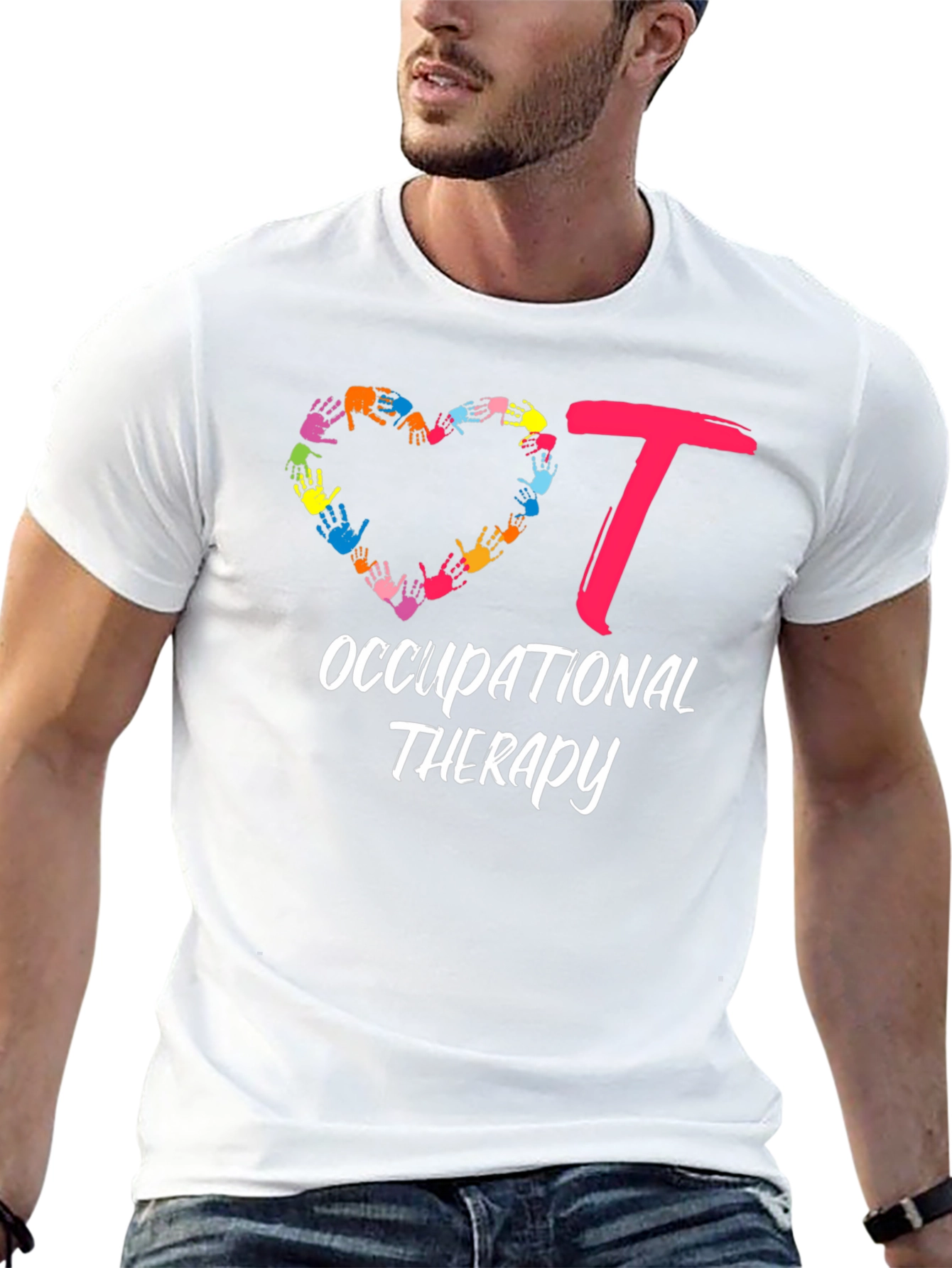 Black Occupational Therapy Heart Hands T-Shirt view 13