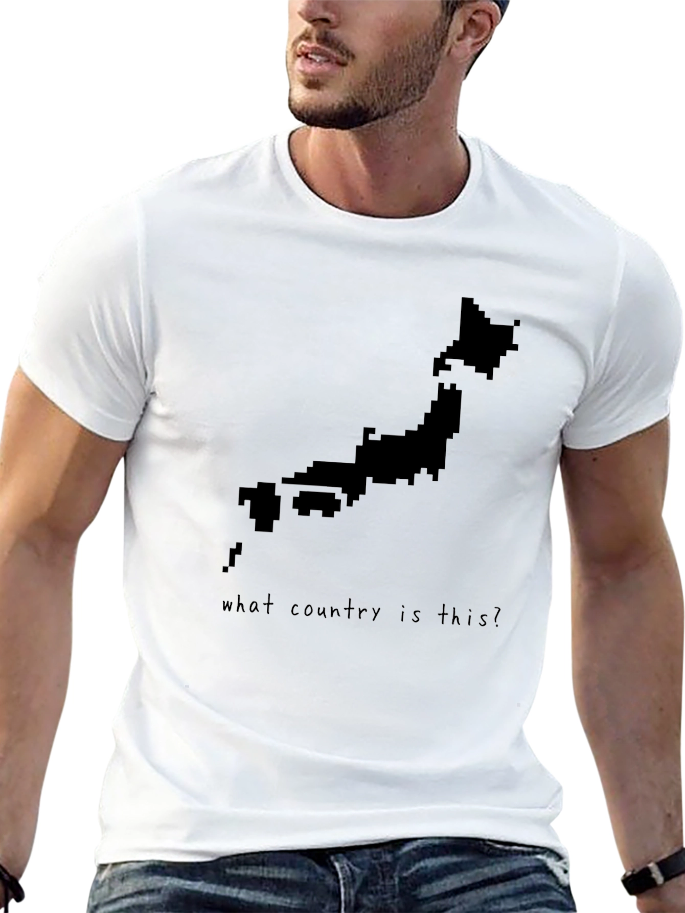 Black Japan Map Pixel Art T-Shirt -  Country Lover Tee view 13