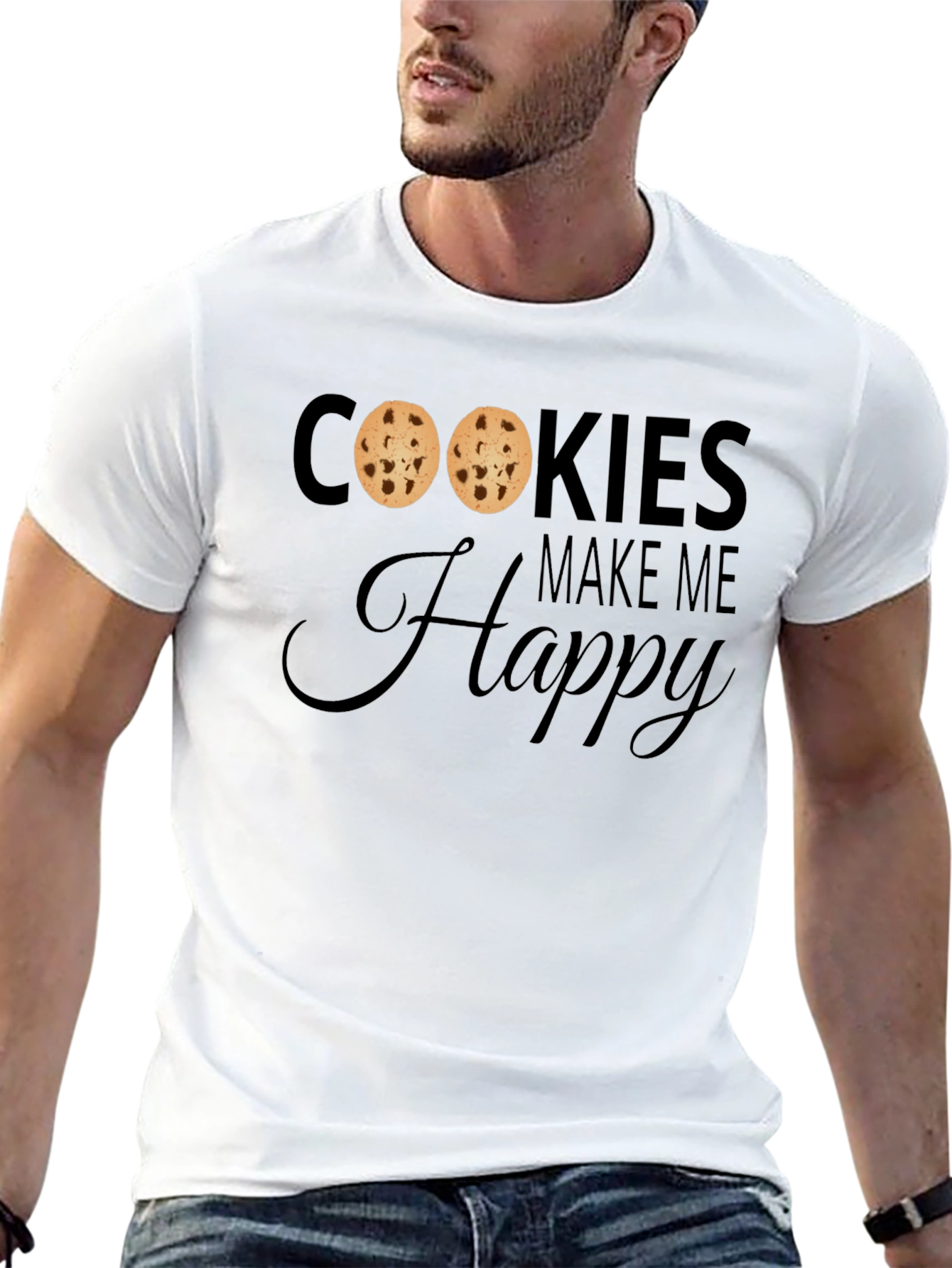 Black Cookies Make Me Happy T-Shirt - Cute Cookie Lover Tee view 13