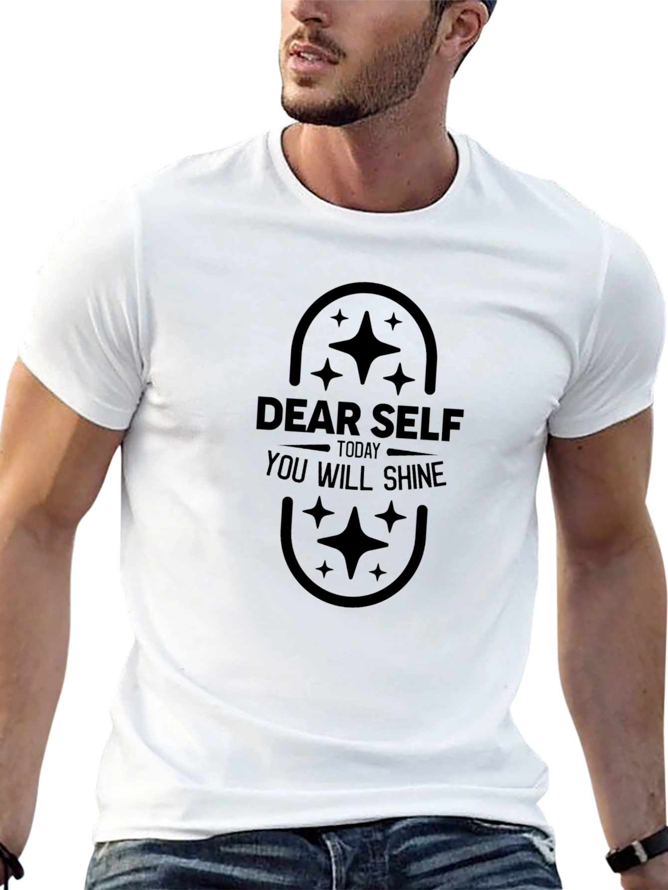 Black Dear Self Shine Graphic Tee - Black Unisex T-Shirt view 13