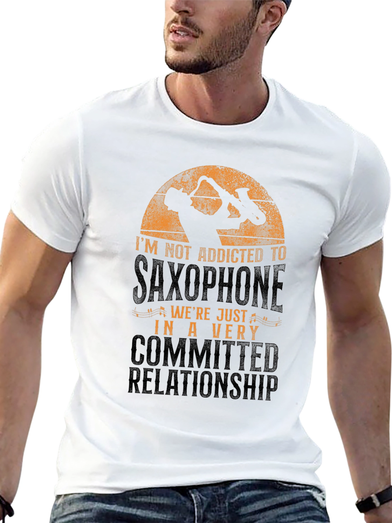 Black Saxophone Relationship T-Shirt - Musician's Apparel view 13