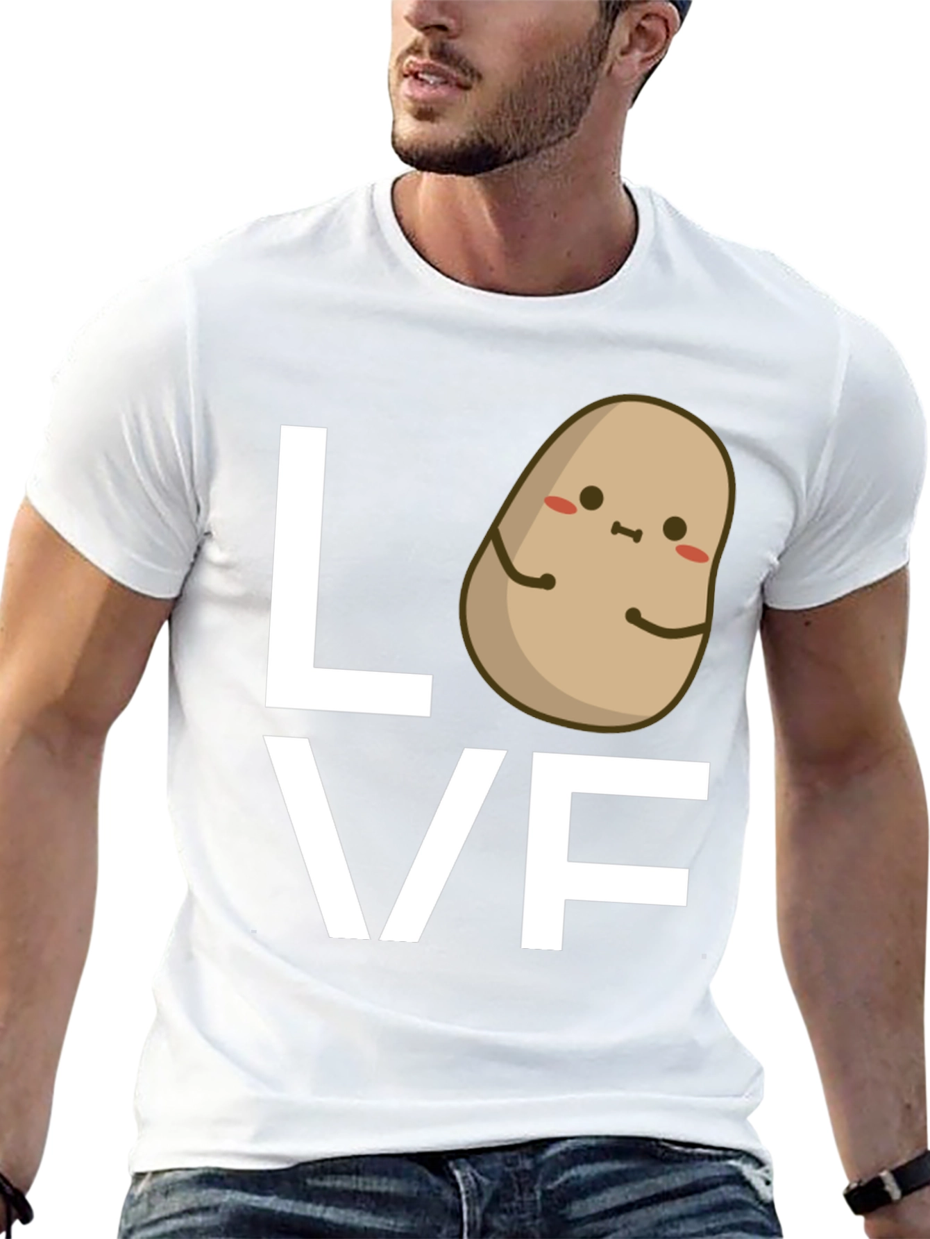 Black Potato Love Graphic Tee - Black Cotton T-Shirt view 13