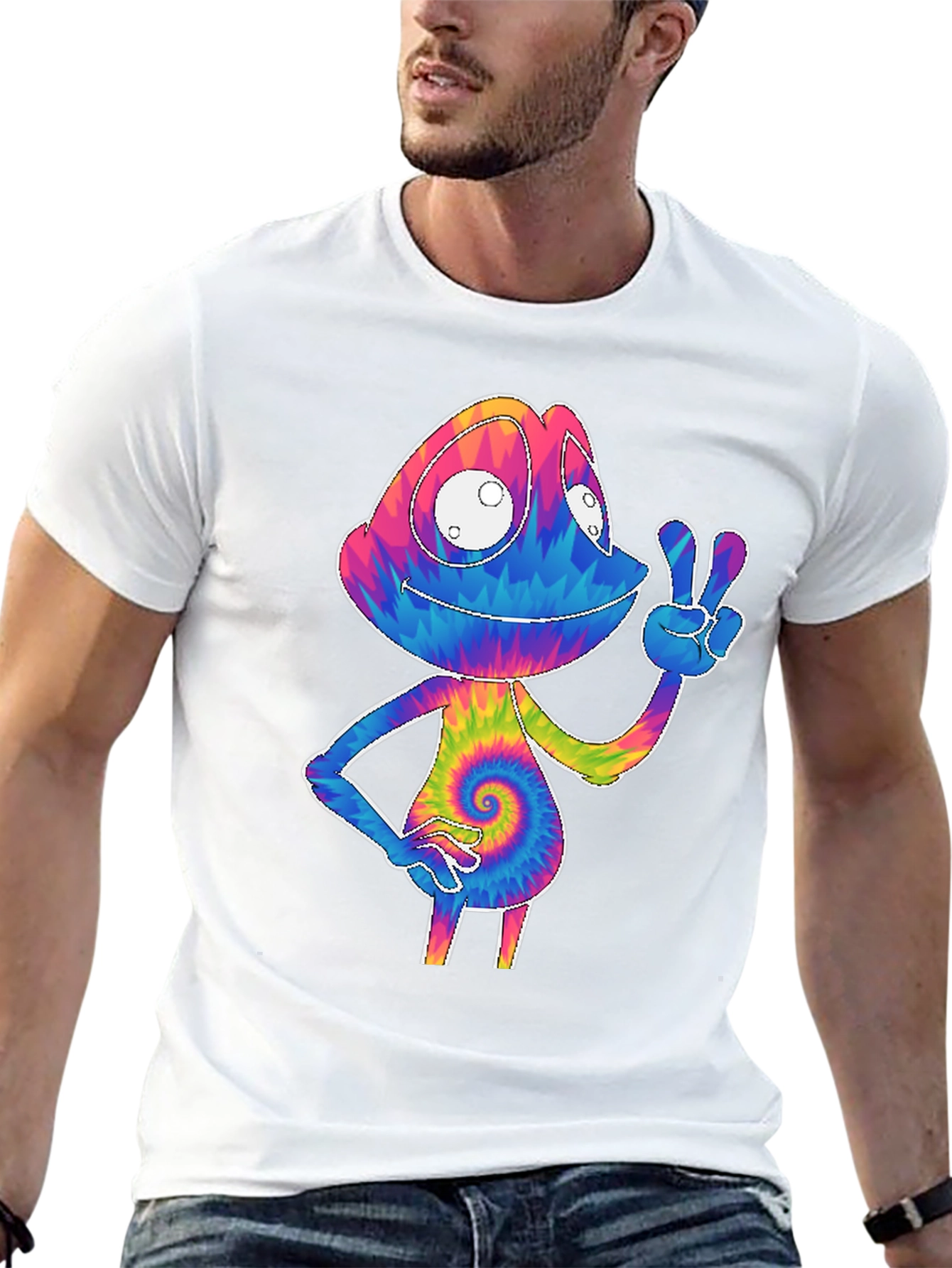 Black Tie-Dye Chameleon Graphic Tee view 13