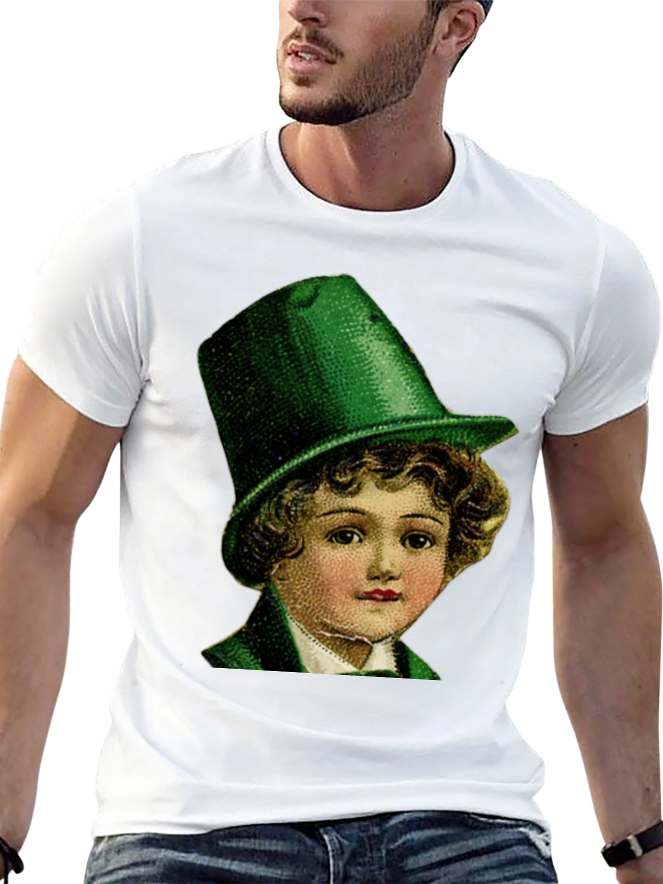 Black St. Patrick's Day Boy in Green Hat T-Shirt view 13